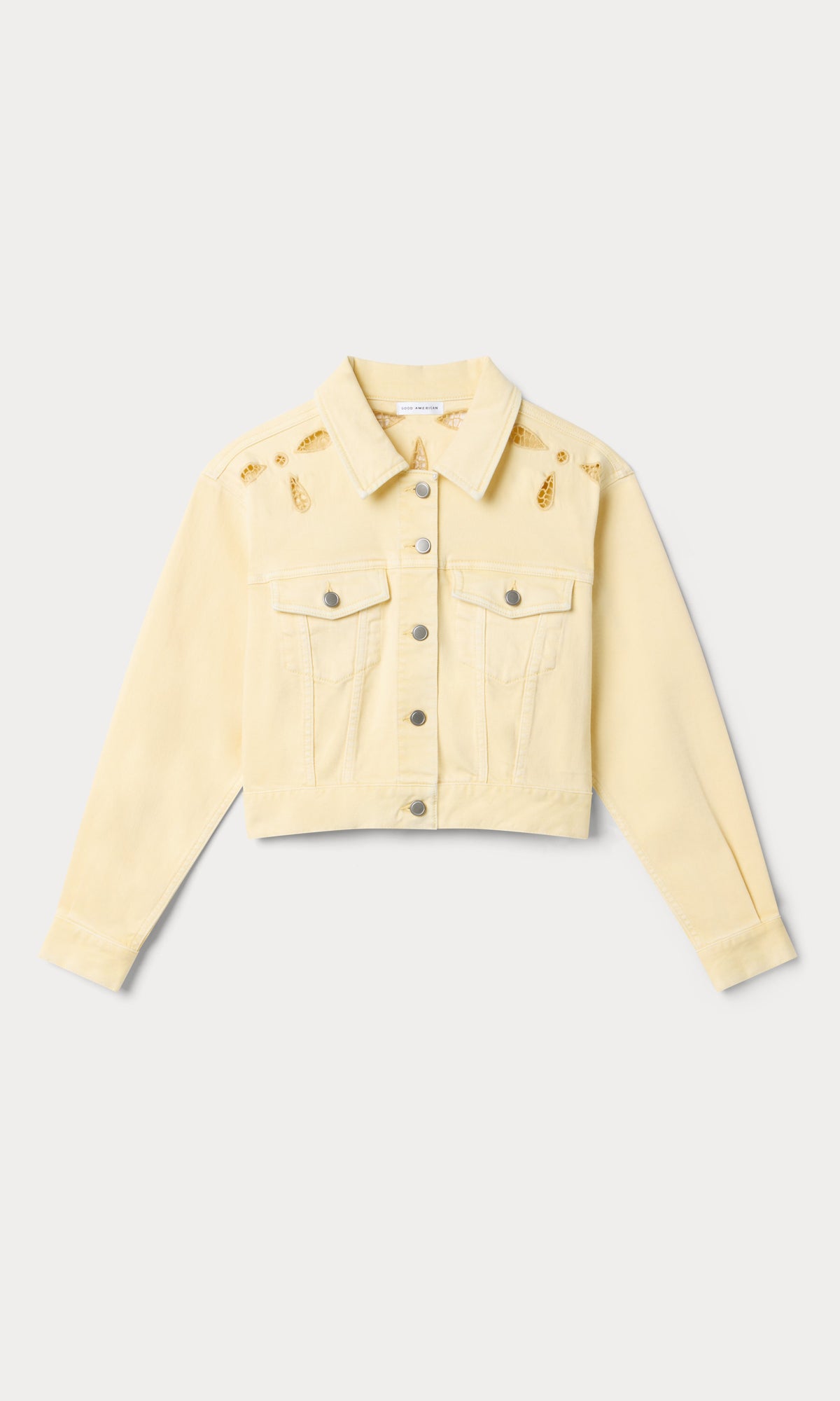 Premium ESSENTIAL CROP DENIM JACKET EMBROIDERED ANISE YELLOW