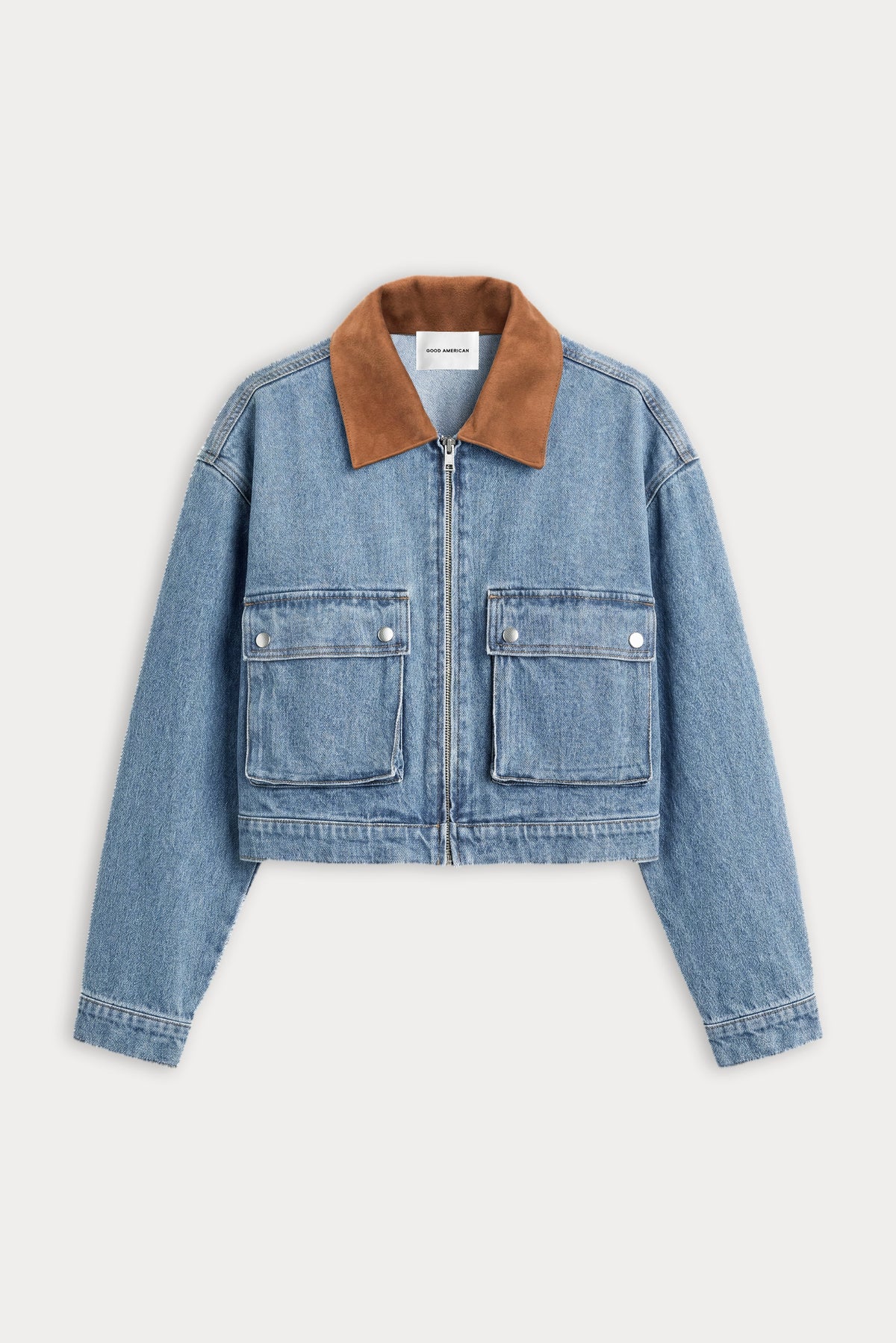 Premium THE DENIM SWING CROPPED JACKET AMBER