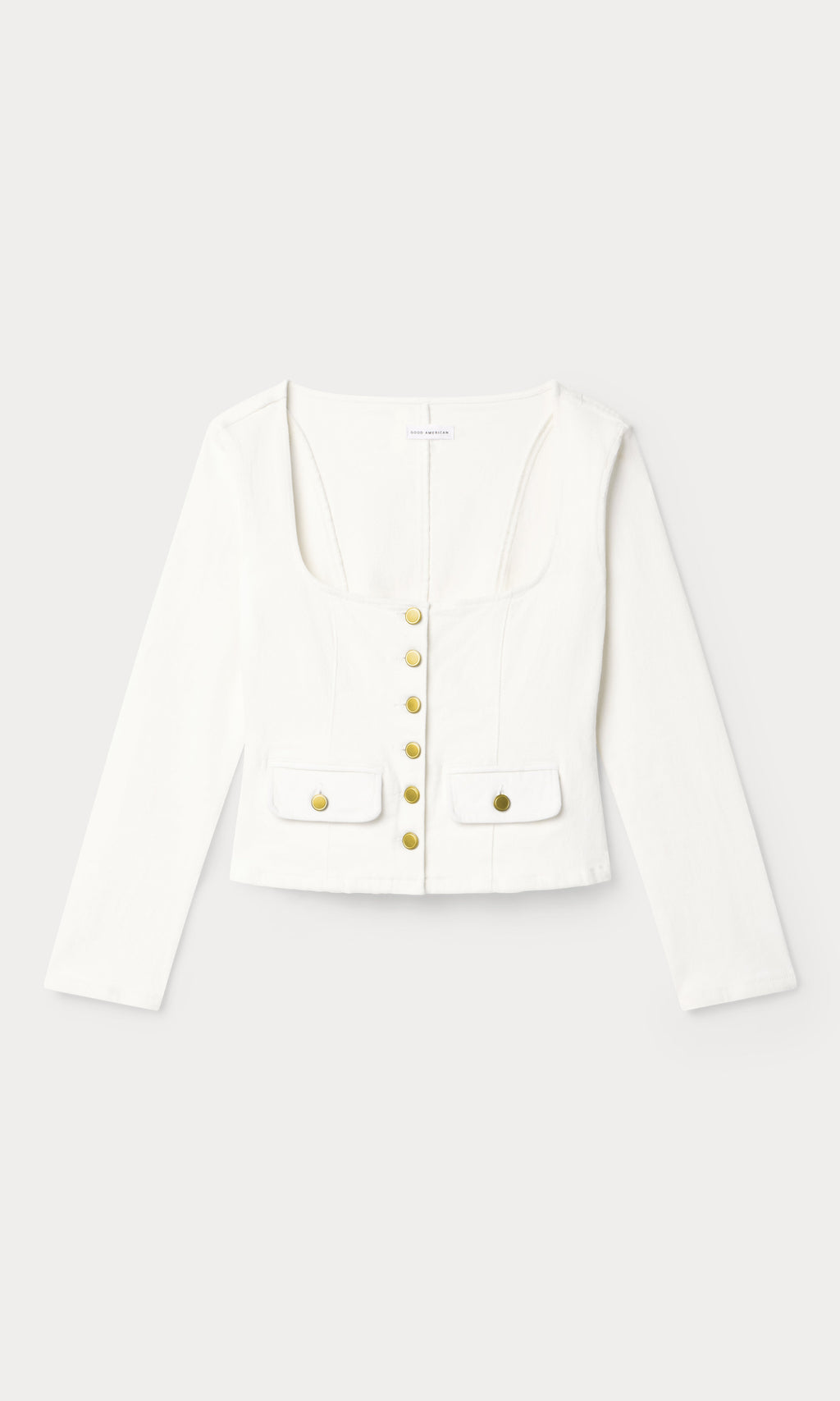 Premium DENIM FITTED BUTTON FRONT JACKET COTTON WHITE