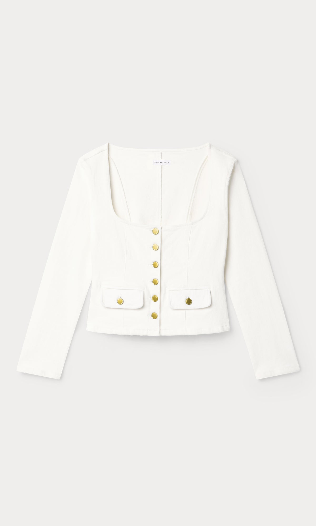 Premium DENIM FITTED BUTTON FRONT JACKET COTTON WHITE