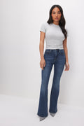 Premium GOOD PETITE FLARE JEANS BLUE004