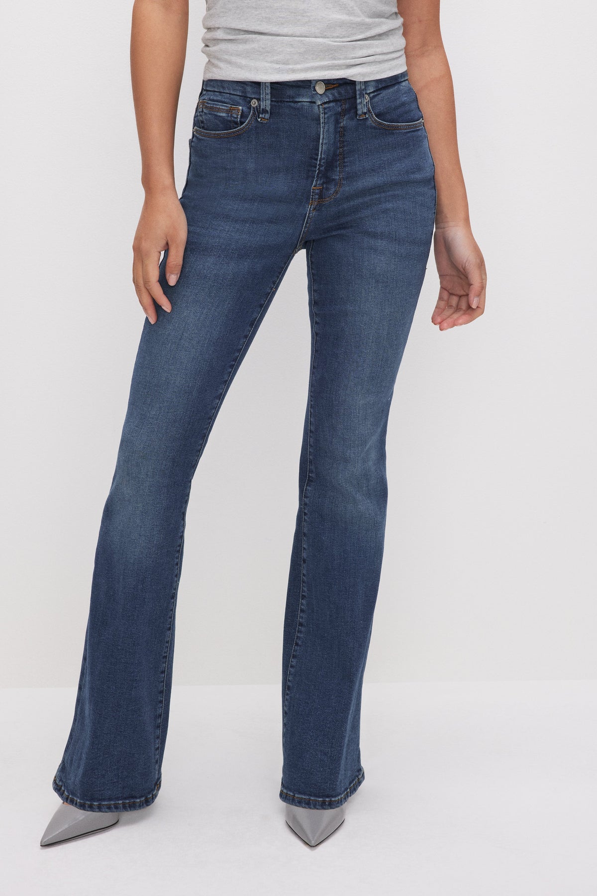 Premium GOOD PETITE FLARE JEANS BLUE004