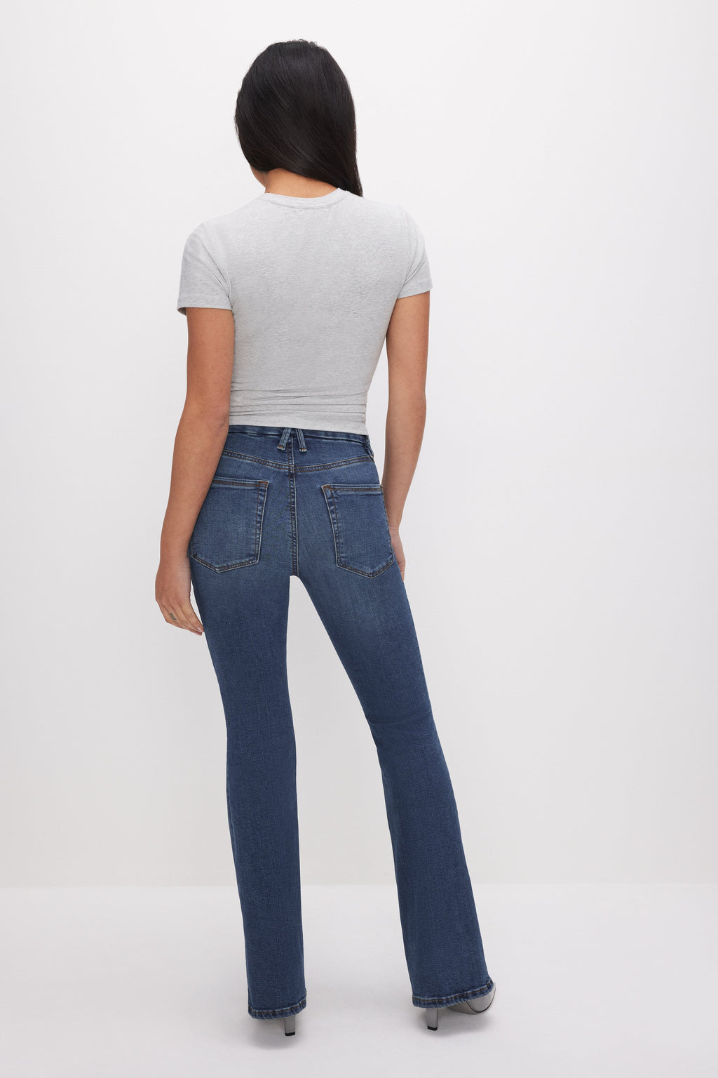 Premium GOOD PETITE FLARE JEANS BLUE004