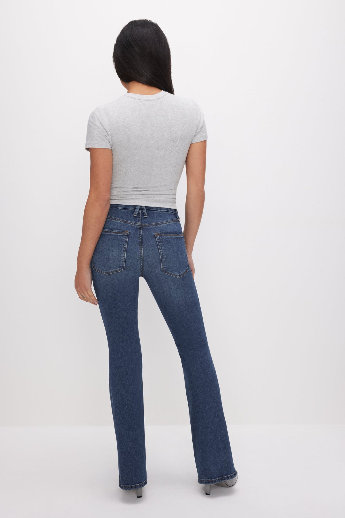 Premium GOOD PETITE FLARE JEANS BLUE004