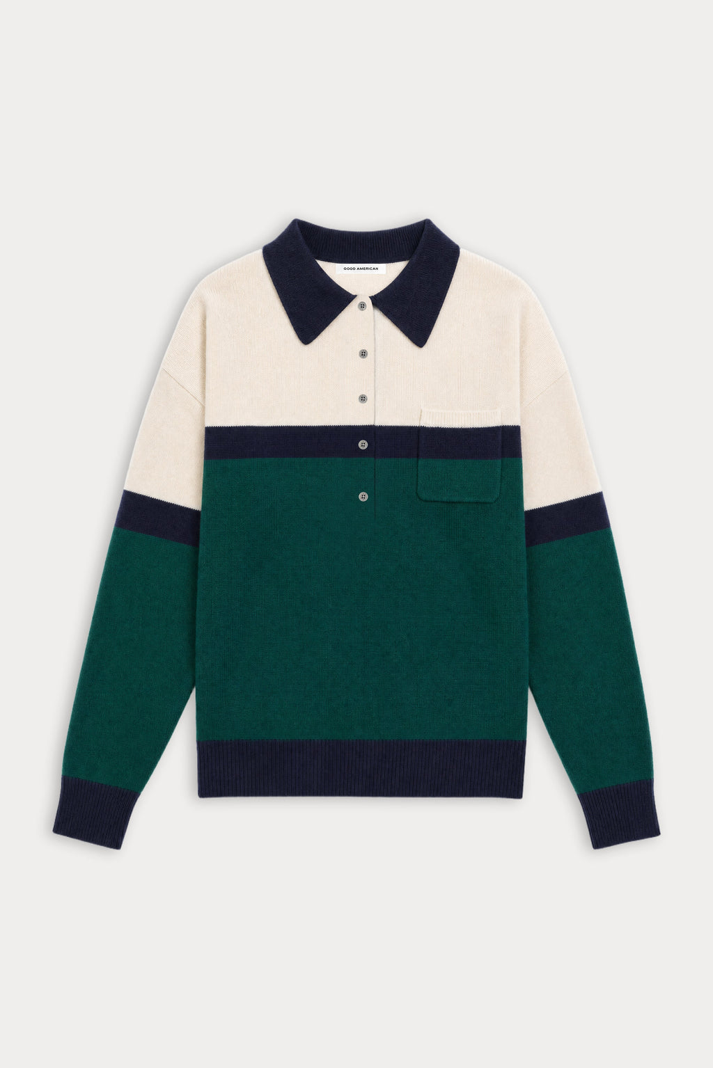 Premium THE OVERSIZED RUGBY SWEATER FOREST BLOCKED STRIPE