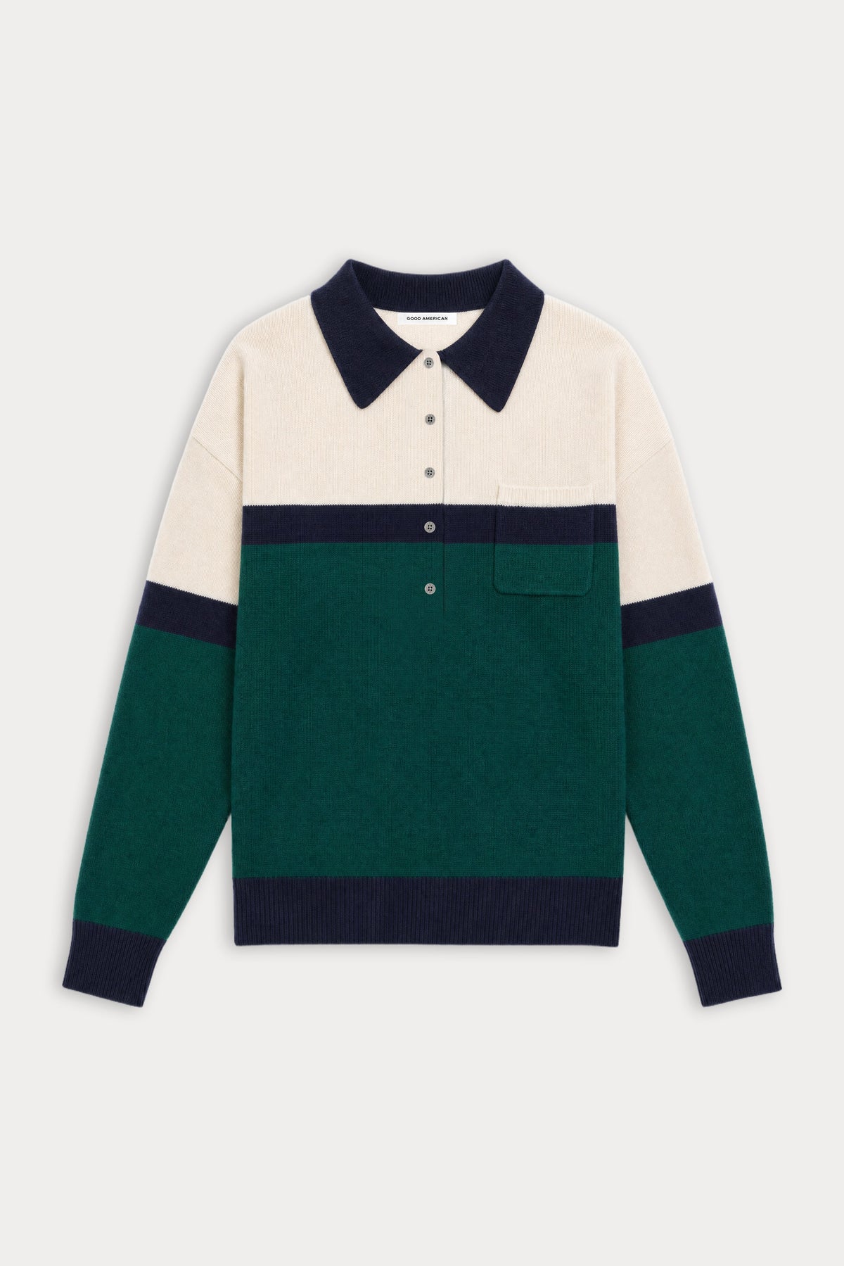 Premium THE OVERSIZED RUGBY SWEATER FOREST BLOCKED STRIPE