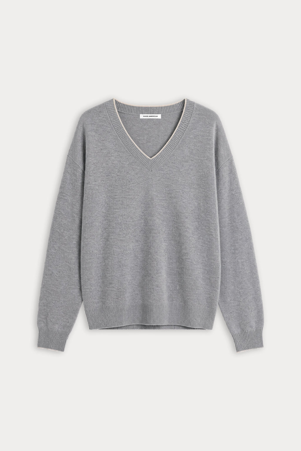 Premium THE COZY V NECK SWEATER HEATHER GREY001