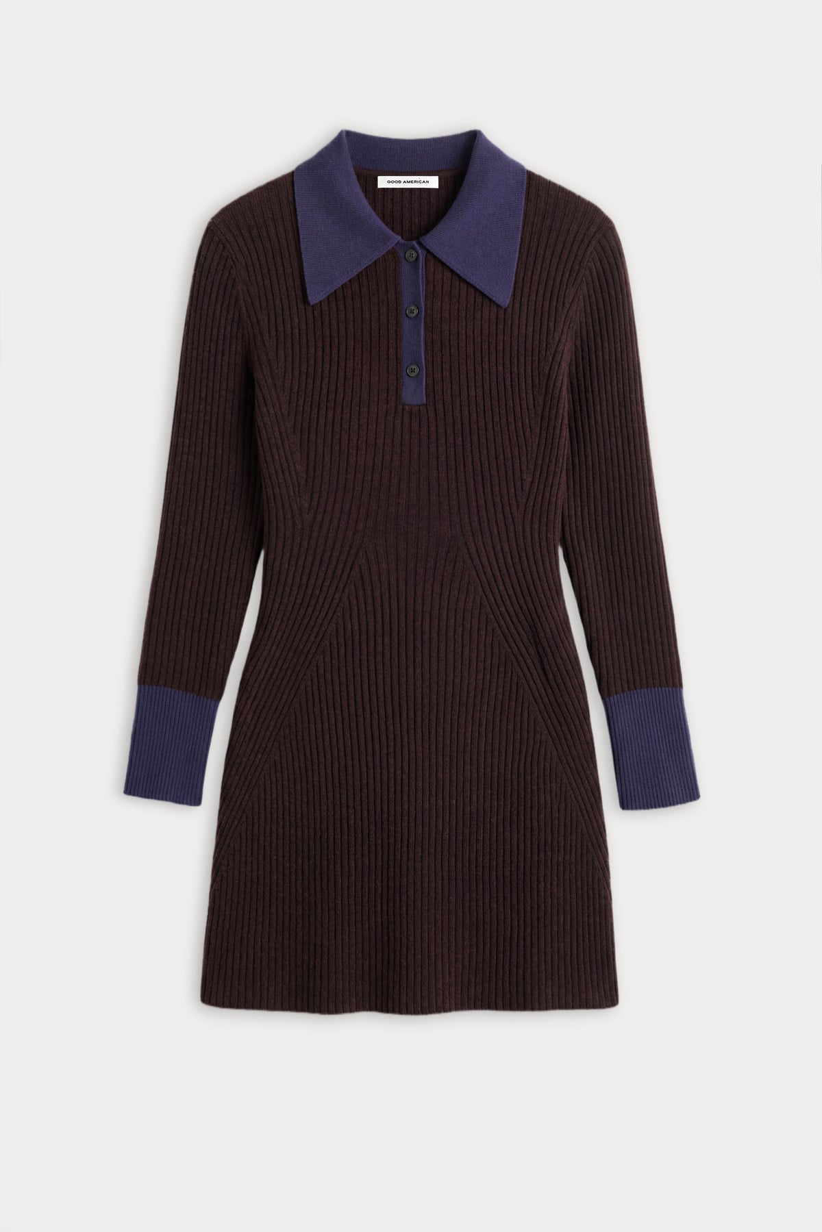 Premium THE KNIT POLO MINI DRESS ESPRESSO