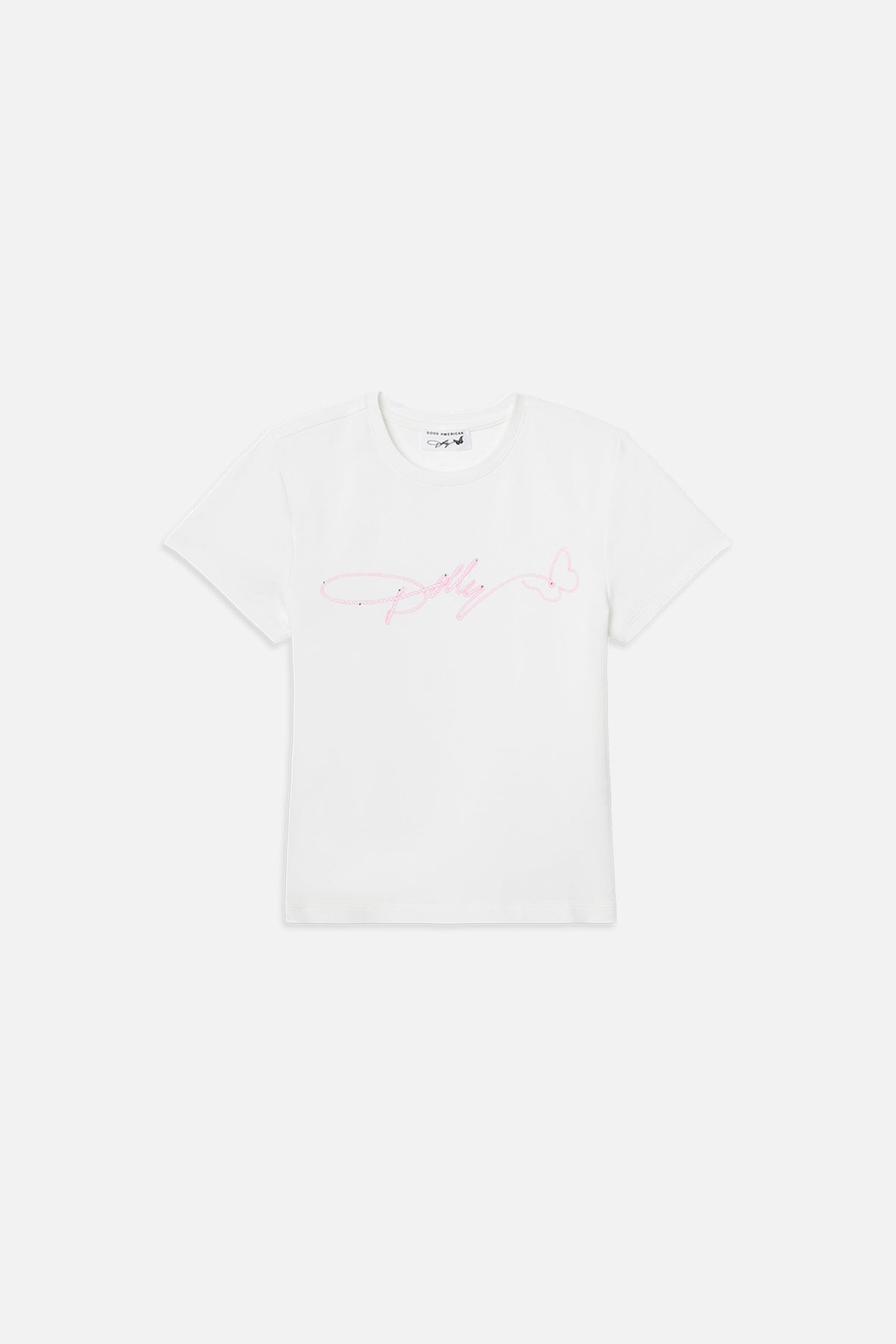 Premium DOLLY SIGNATURE SUPER STRETCH BABY TEE WHITEDOLLY PINK