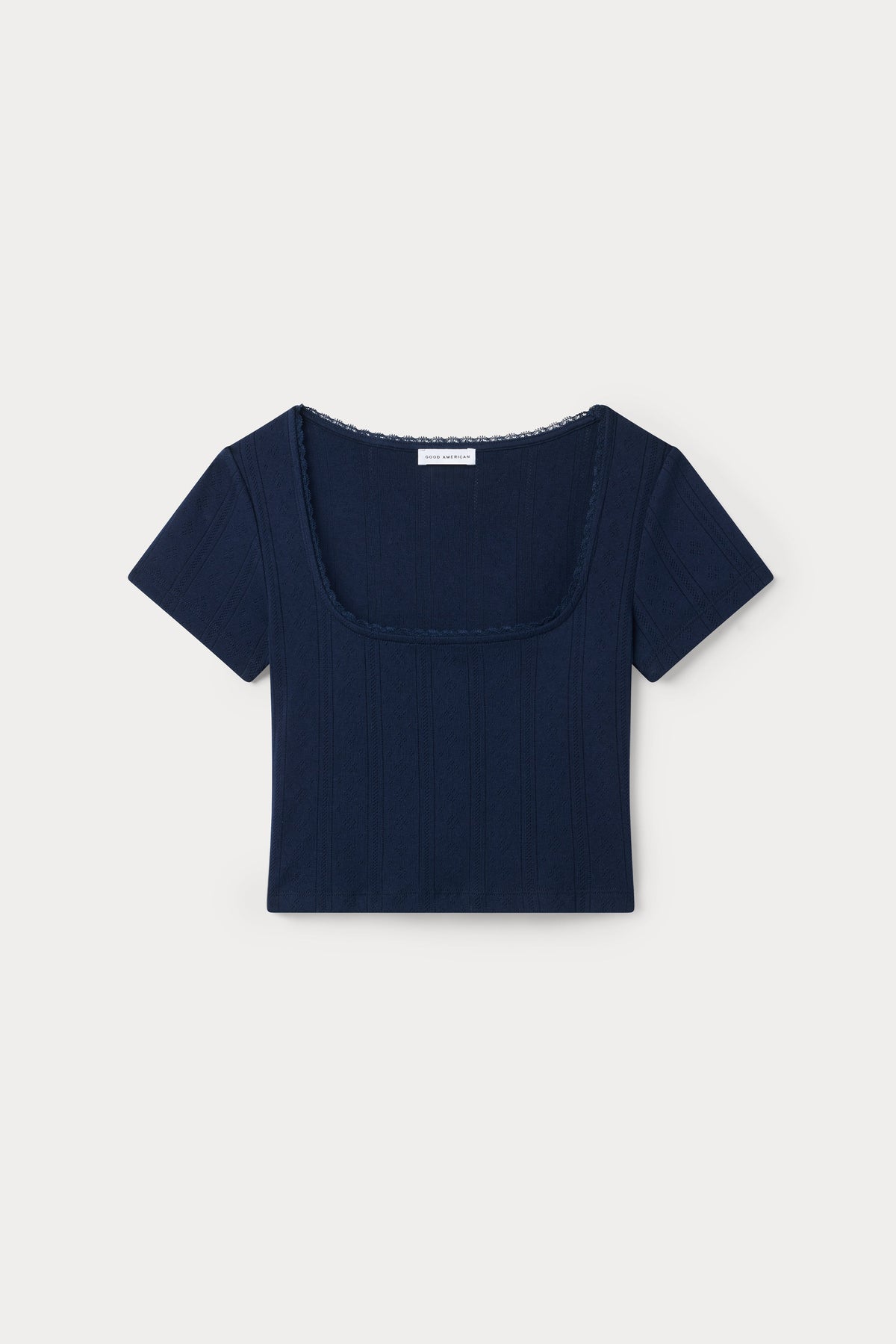 Premium THE POINTELLE SQUARE NECK TOP HORIZON INK