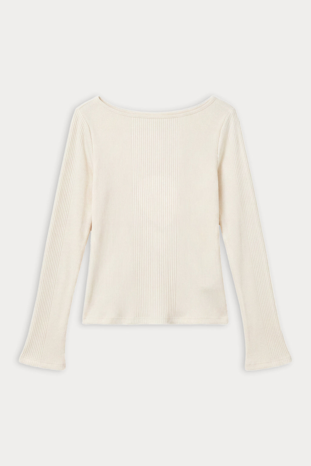 Premium THE VARIEGATED RIB LONG SLEEVE TOP CHALK