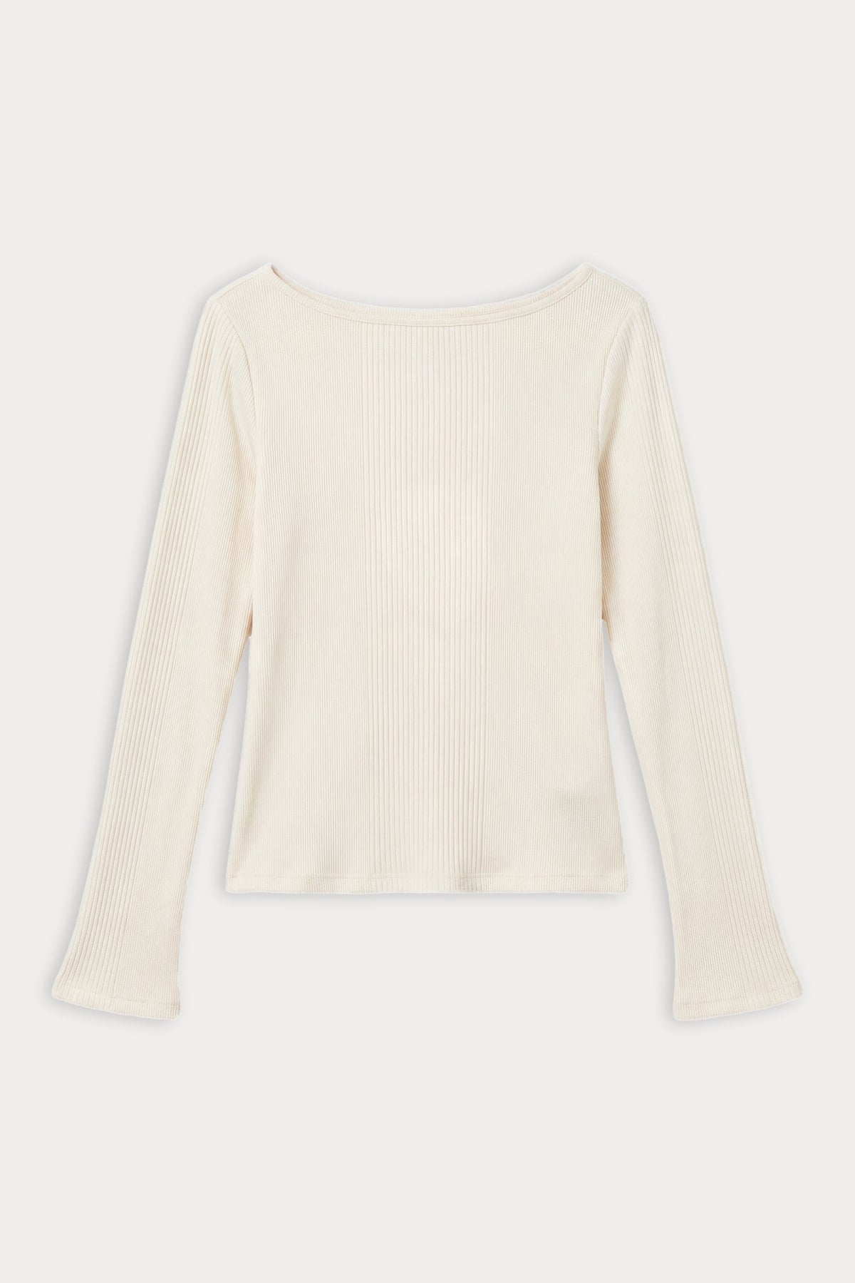 Premium THE VARIEGATED RIB LONG SLEEVE TOP CHALK