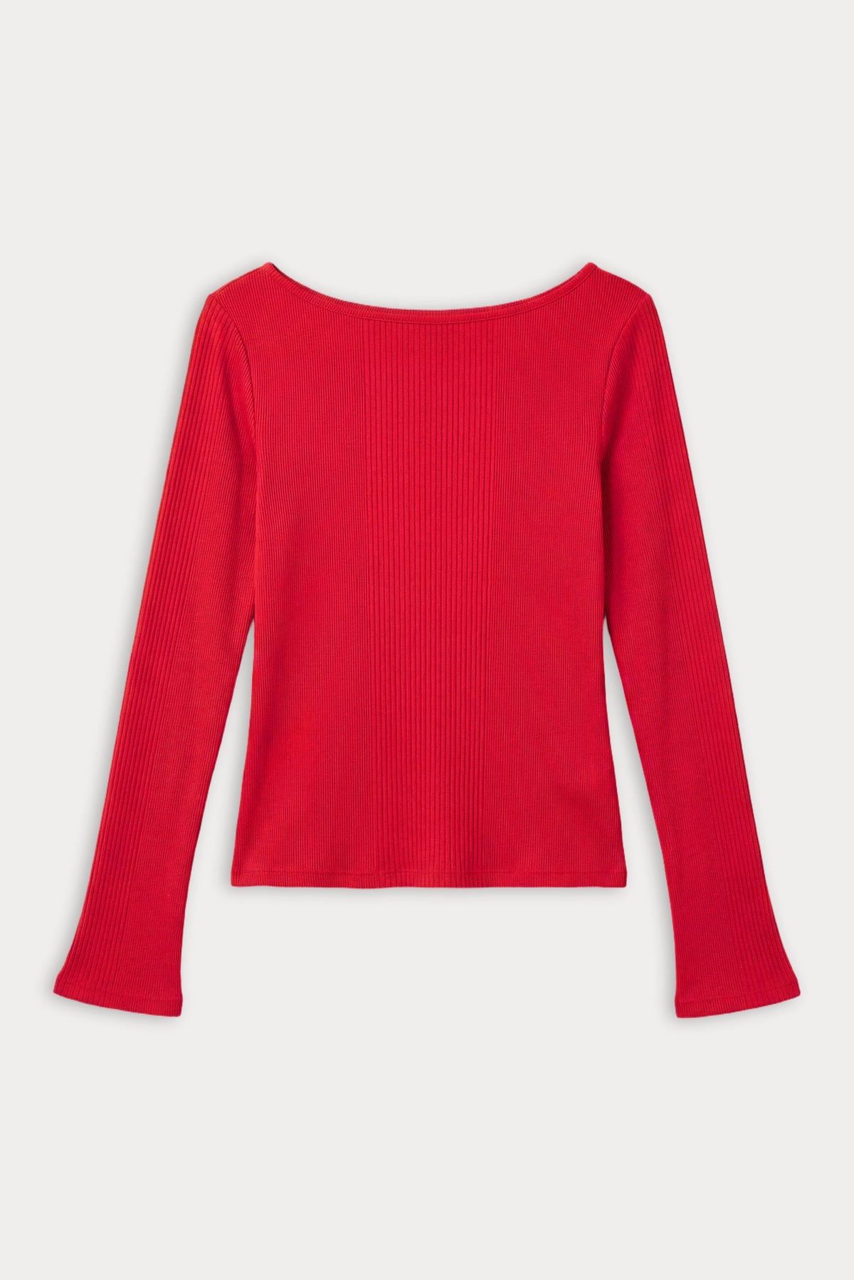 Premium THE VARIEGATED RIB LONG SLEEVE TOP CRIMSON ROSE