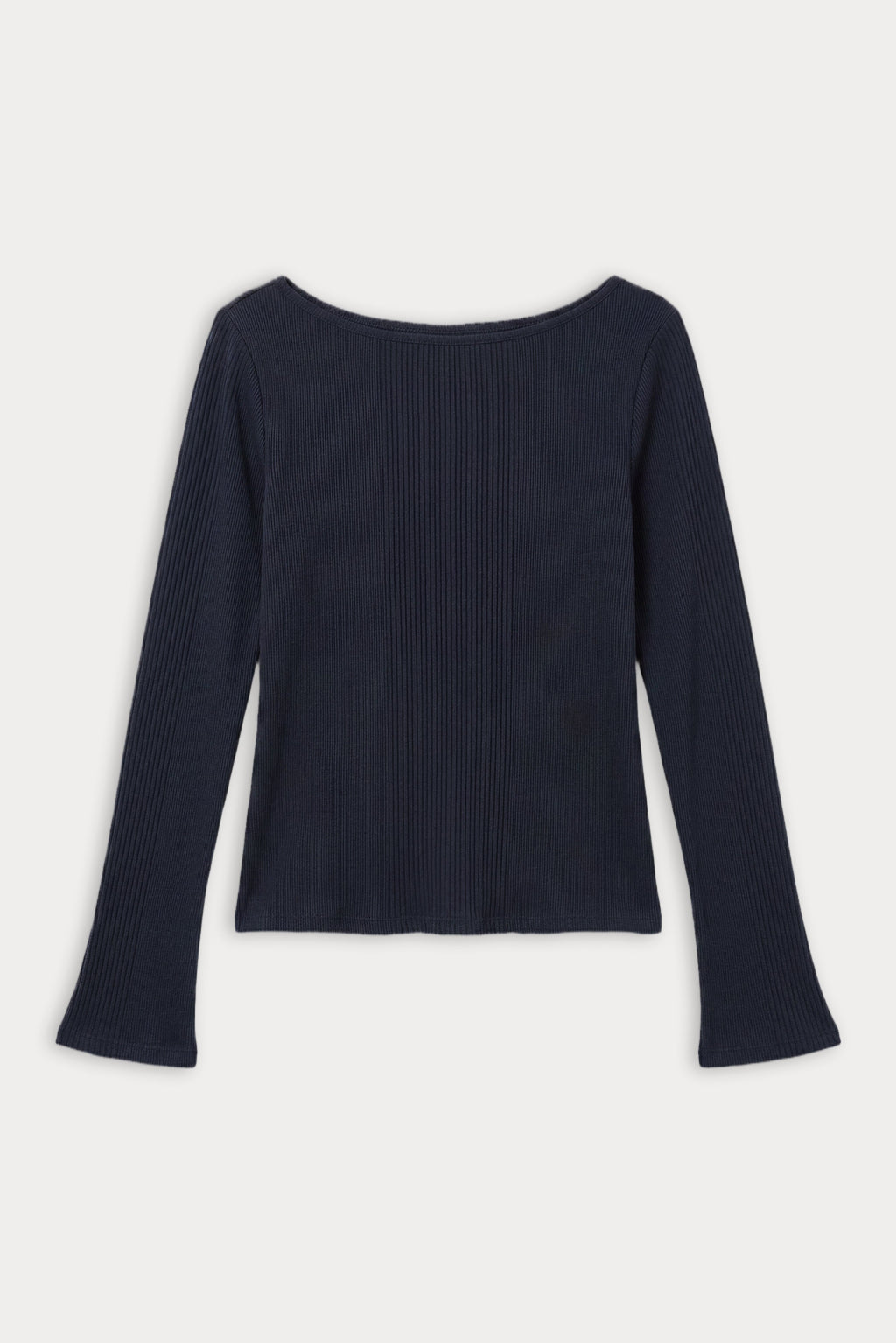 Premium THE VARIEGATED RIB LONG SLEEVE TOP NEW NAVY002
