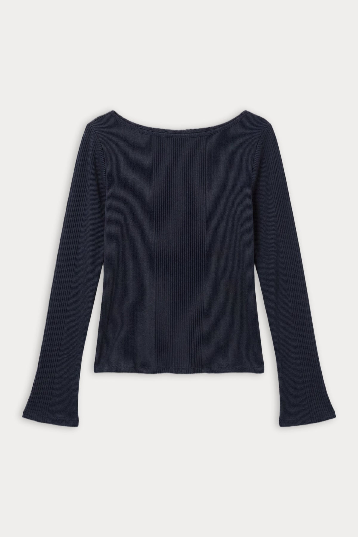 Premium THE VARIEGATED RIB LONG SLEEVE TOP NEW NAVY002