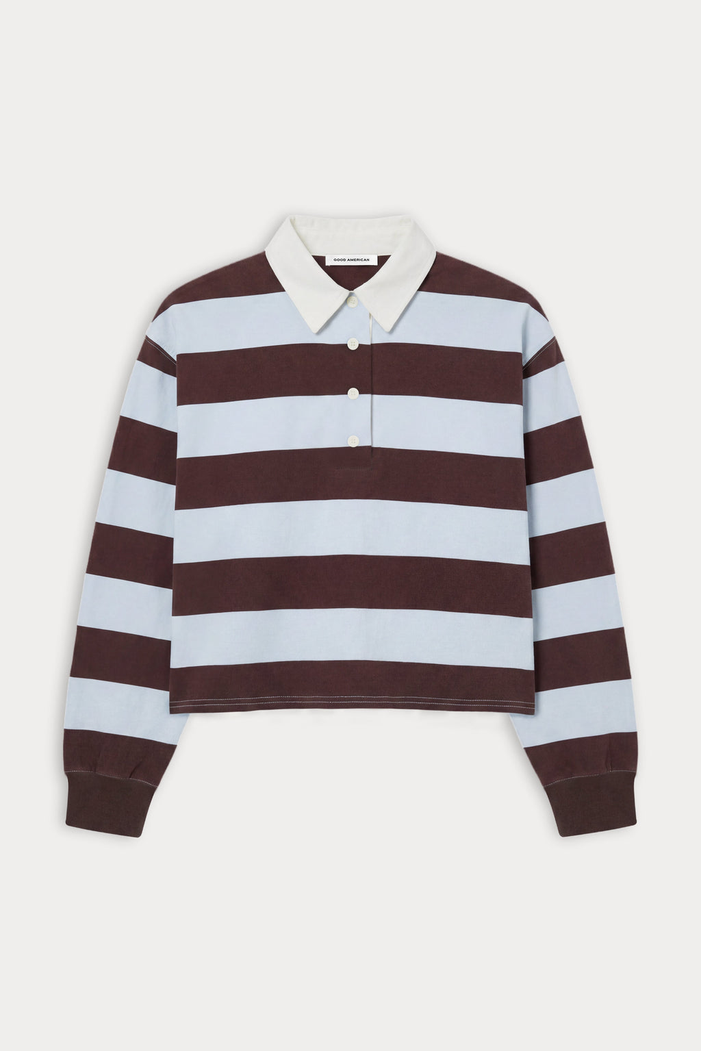 Premium THE CROPPED RUGBY POLO ESPRESSO SKY BLOCK STRIPE