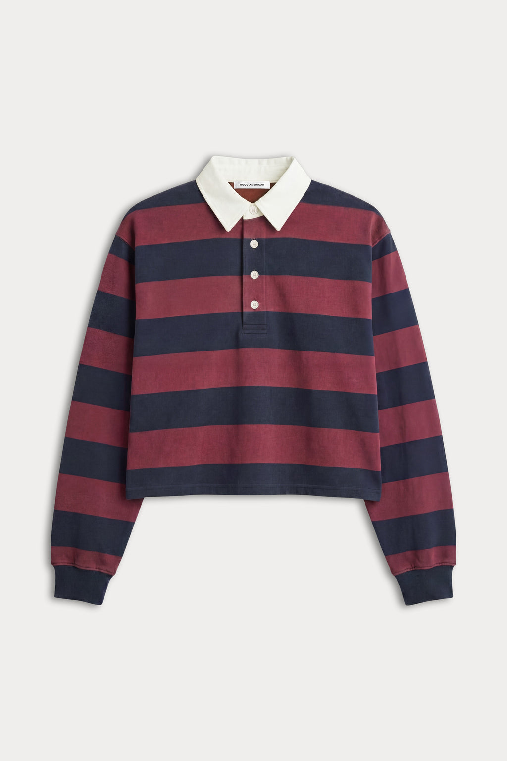 Premium THE CROPPED RUGBY POLO NAVY BERRY NOIR BLOCK STRIPE