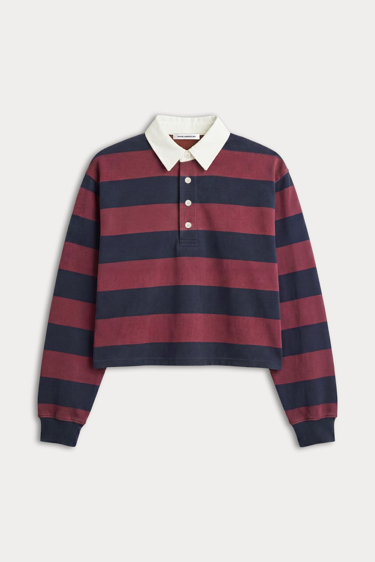 Premium THE CROPPED RUGBY POLO NAVY BERRY NOIR BLOCK STRIPE