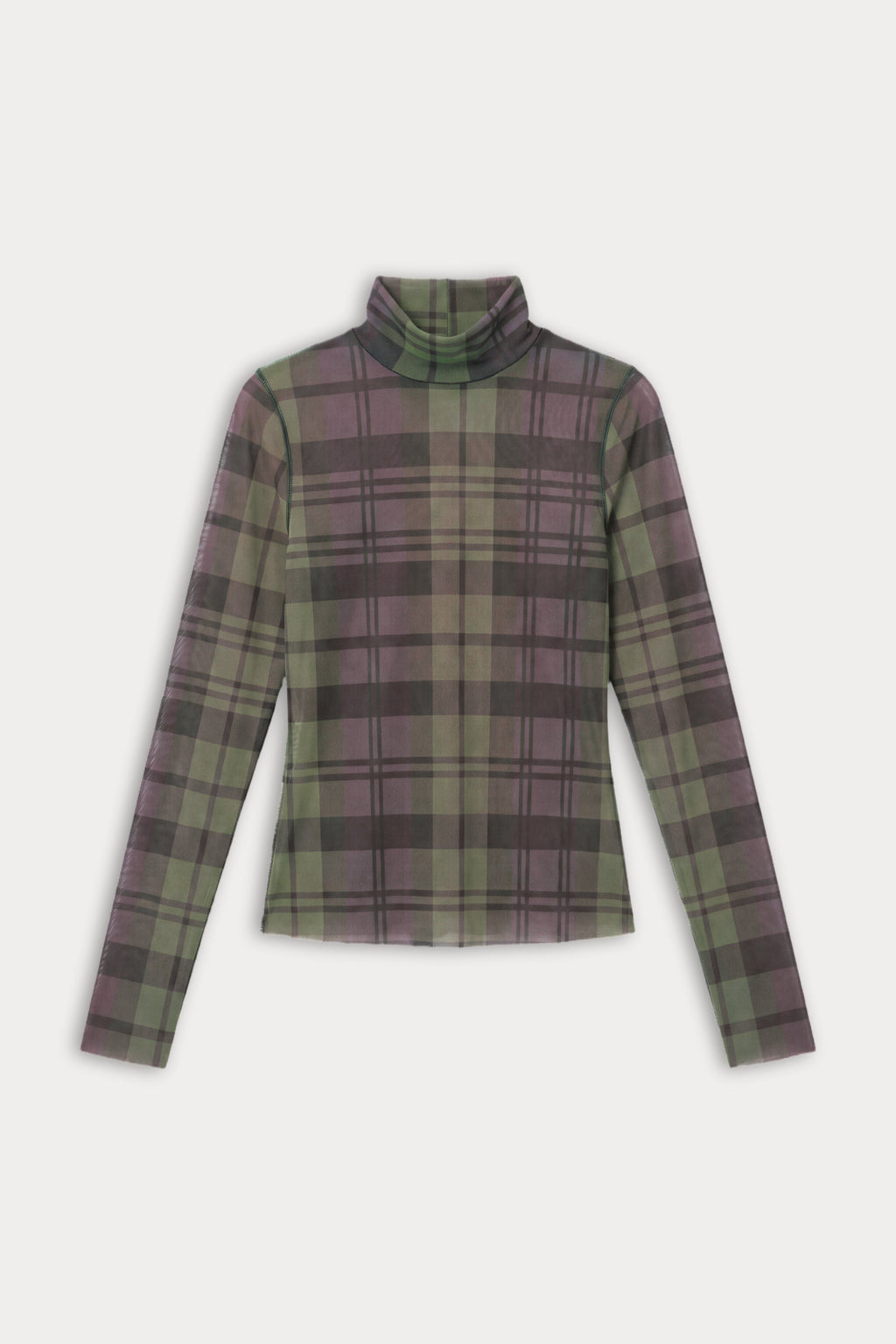 Premium THE MESH TURTLENECK NAVY AND GREEN PLAID