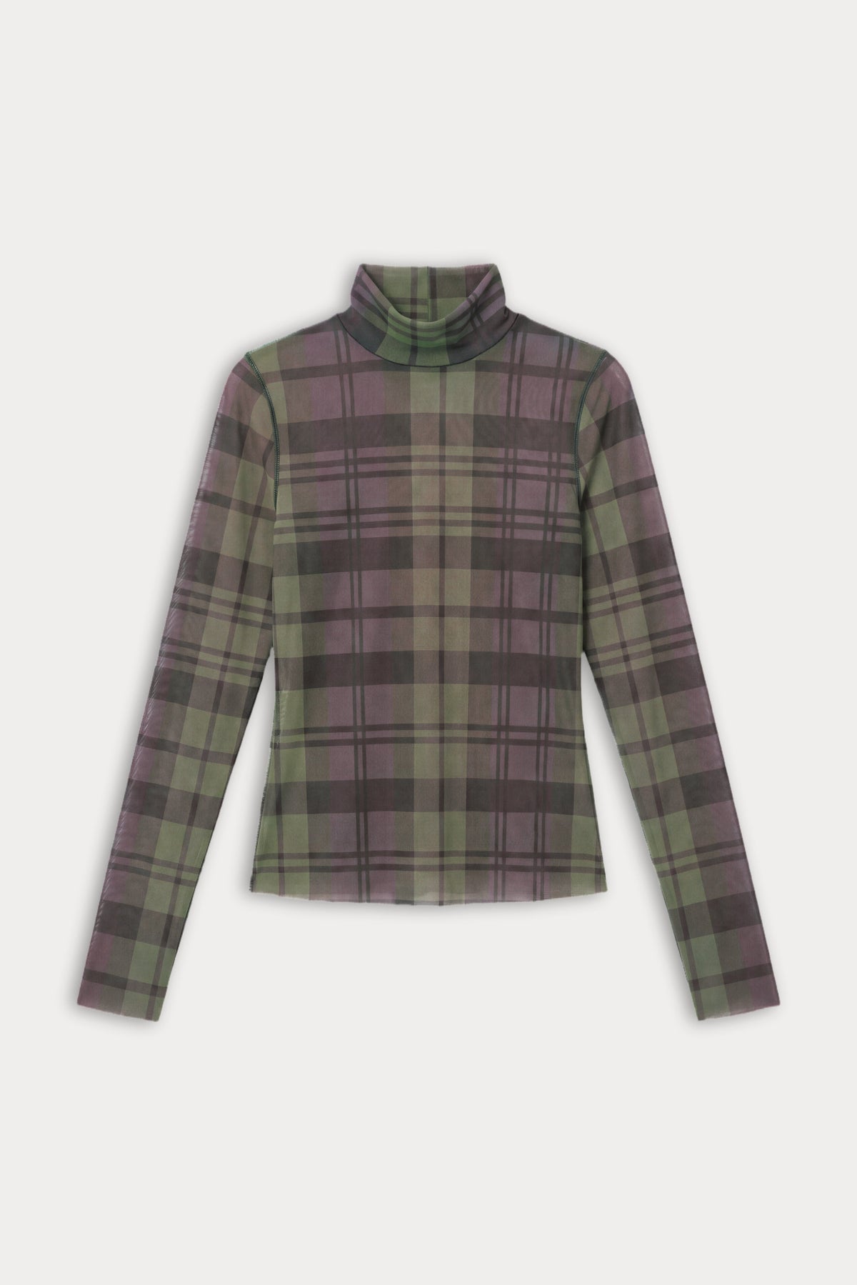 Premium THE MESH TURTLENECK NAVY AND GREEN PLAID