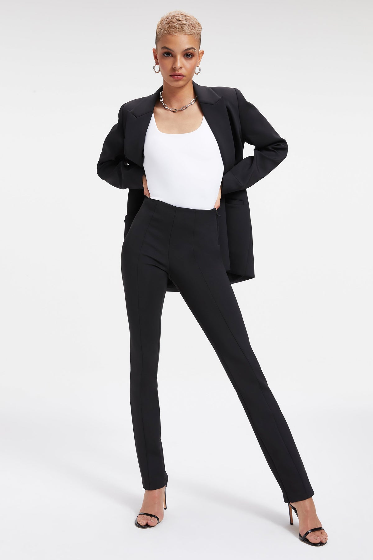 Premium GOOD WAIST SCUBA PANTS BLACK001