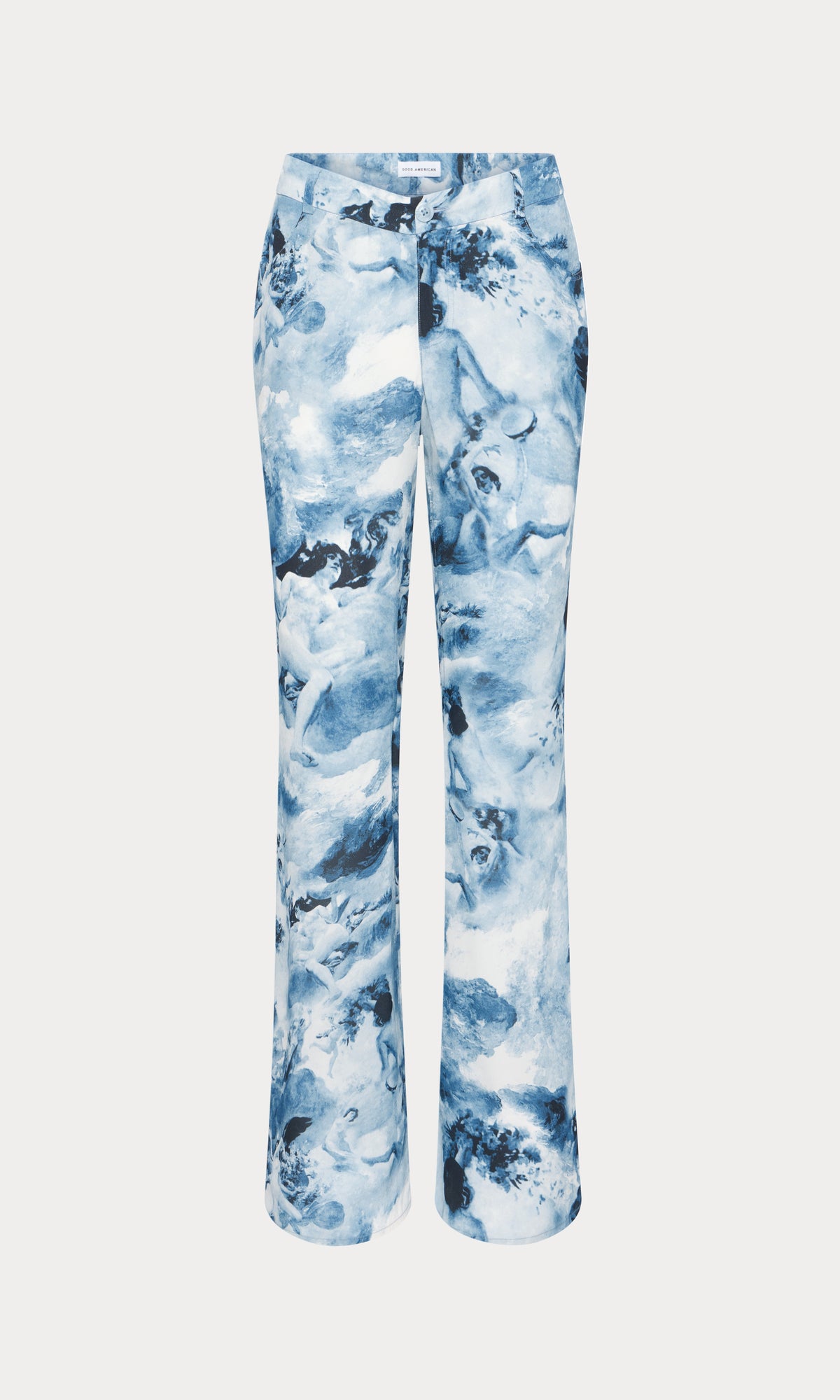 Premium V WAIST CHIFFON FLARE PANTS BLUE ANGEL PRINT