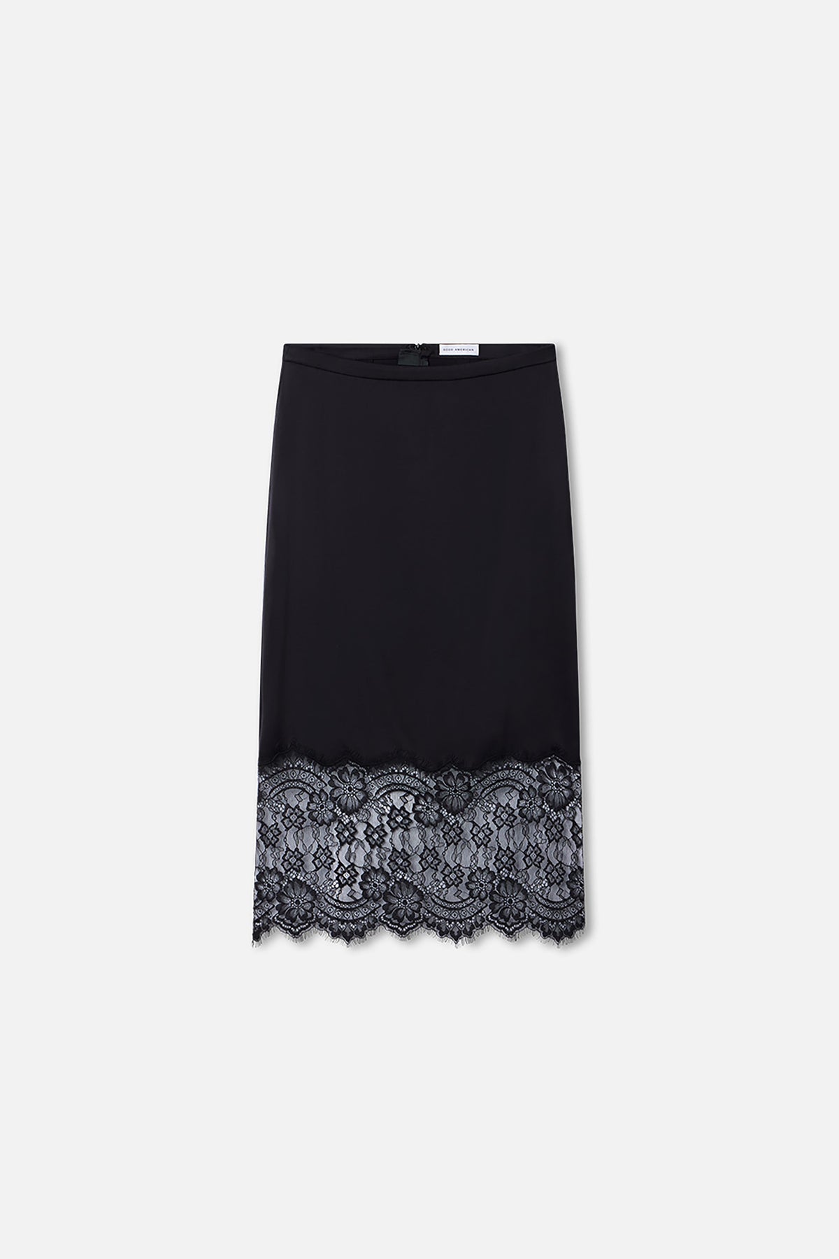 Premium SATIN LACE SLIP MIDI SKIRT BLACK001