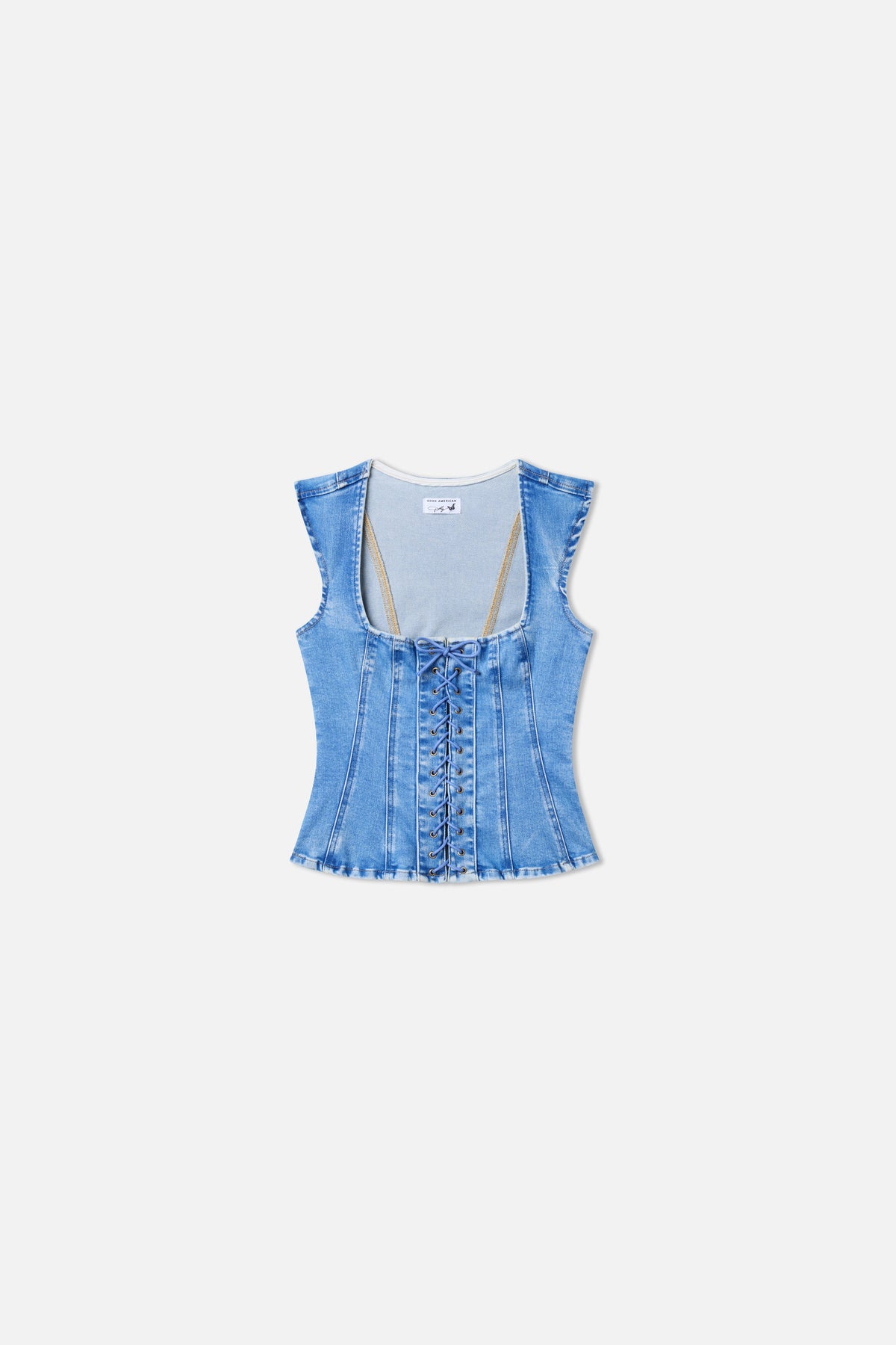 Premium DOLLY LACE UP PEPLUM TOP INDIGO1090