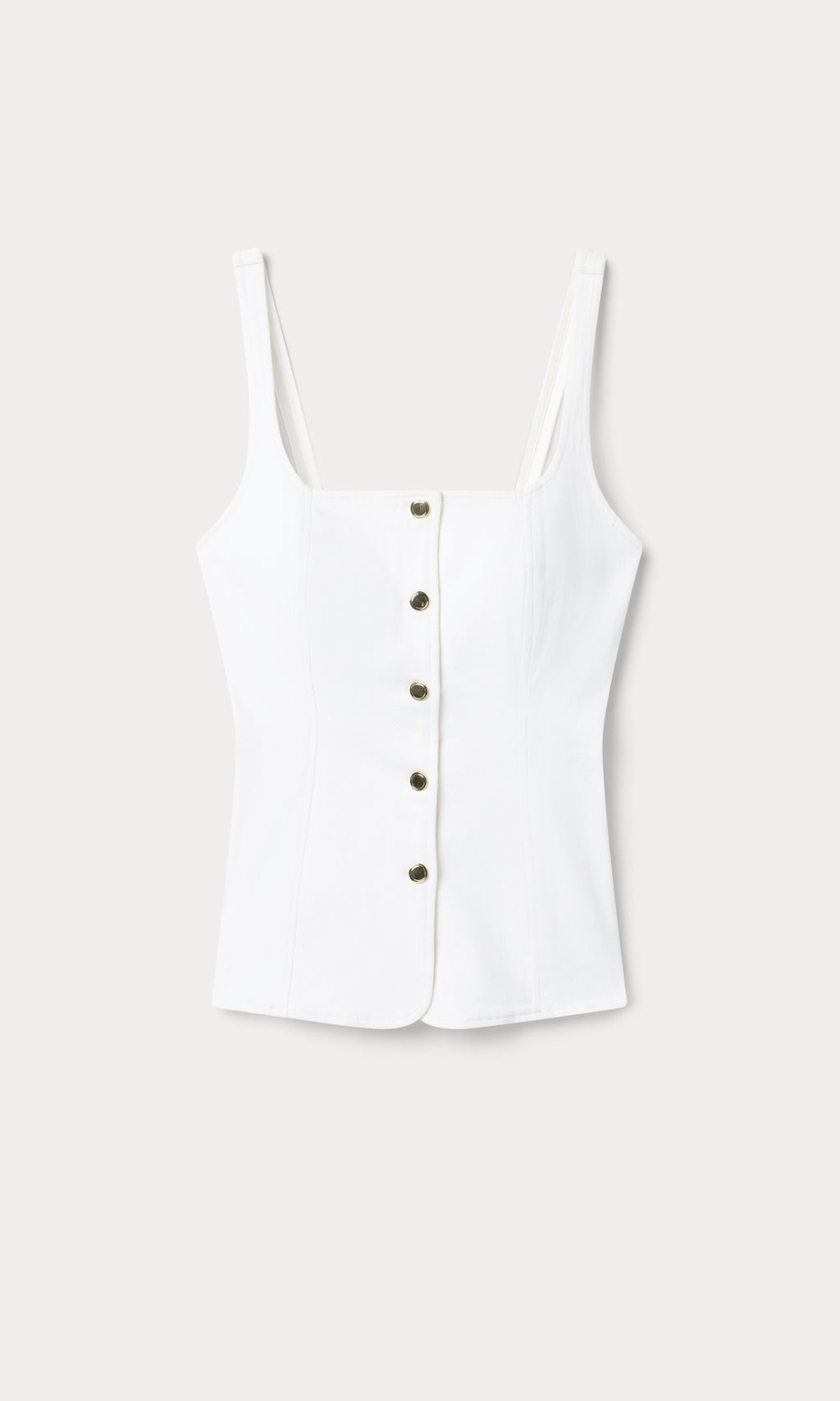 Premium SLEEVELESS DENIM BUTTON FRONT TOP COTTON WHITE