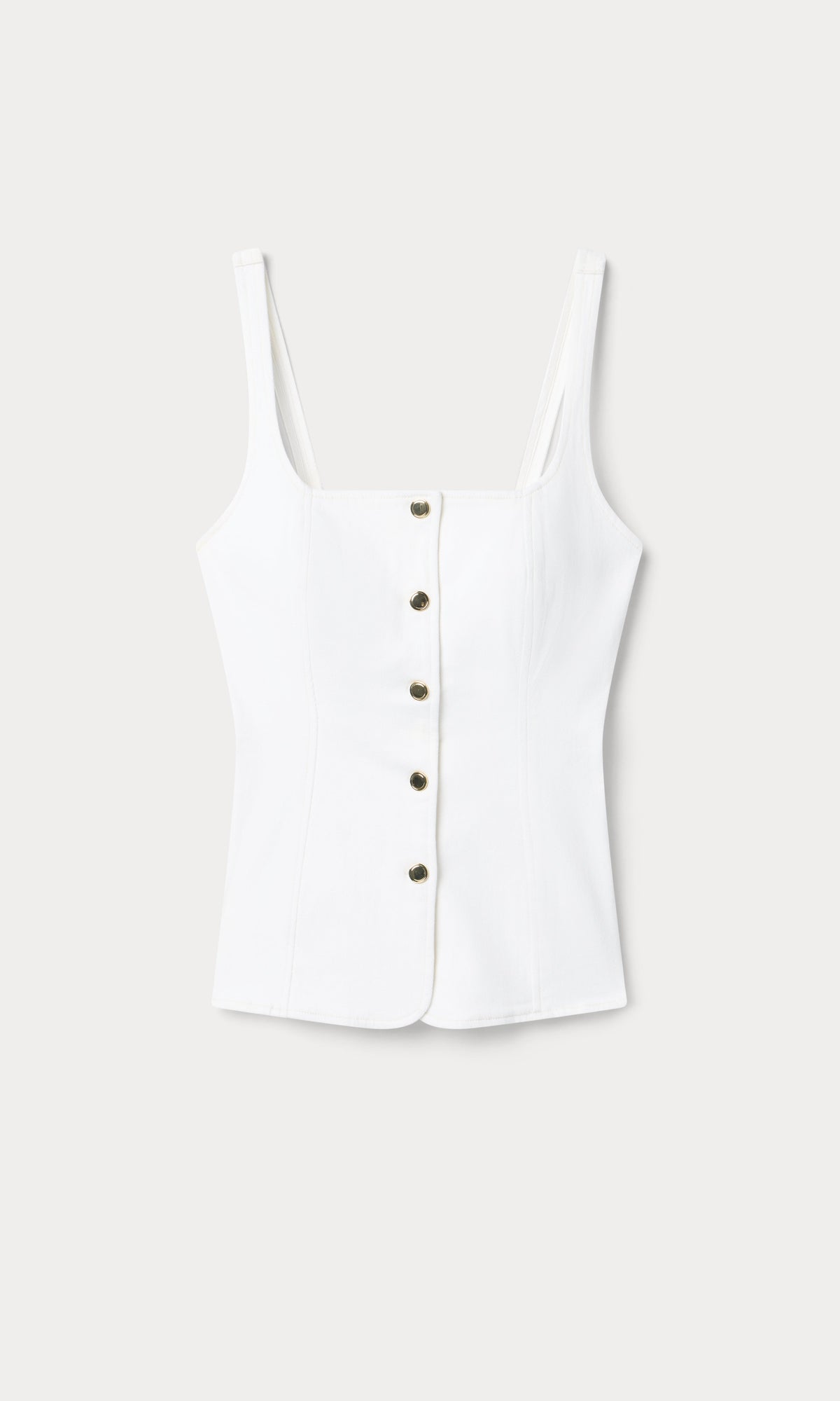 Premium SLEEVELESS DENIM BUTTON FRONT TOP COTTON WHITE