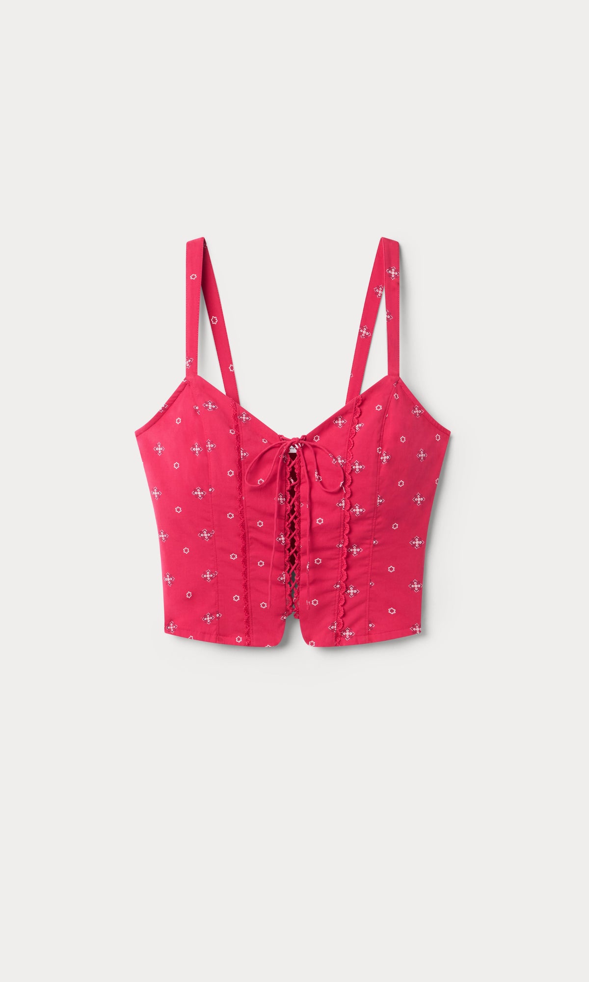 Premium DOLLY LACE UP POPLIN TANK FLARE BANDANA PRINT