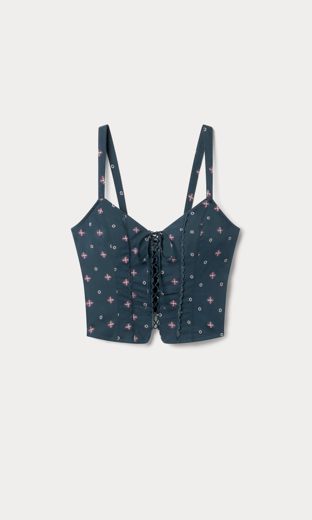 Premium DOLLY LACE UP POPLIN TANK NEW NAVY BANDANA PRINT