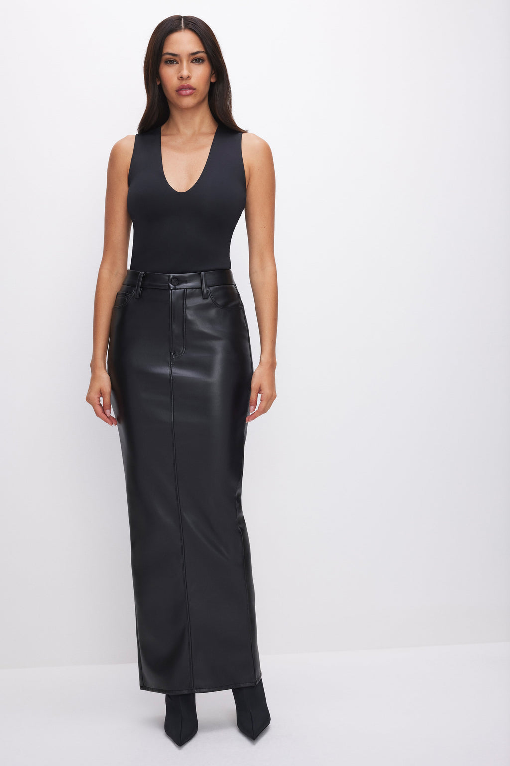 Premium SCULPTING DEEP V TANK BODYSUIT BLACK001