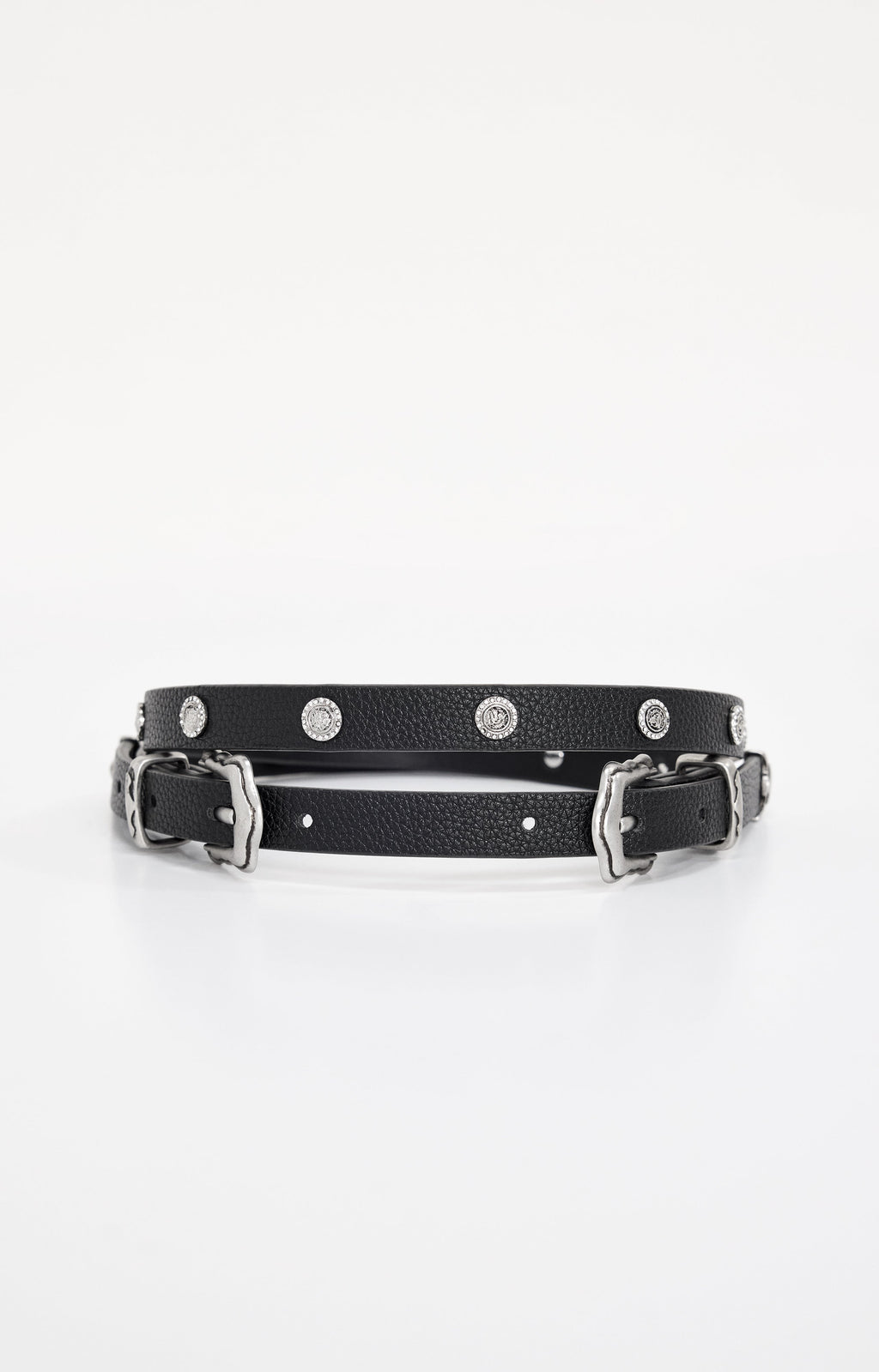 Premium SKINNY DOUBLE BUCKLE BELT BLACK001