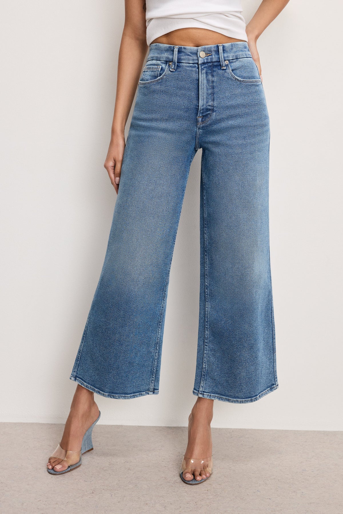 Premium GOOD SKATE WIDE CROPPED JEANS BLUE541