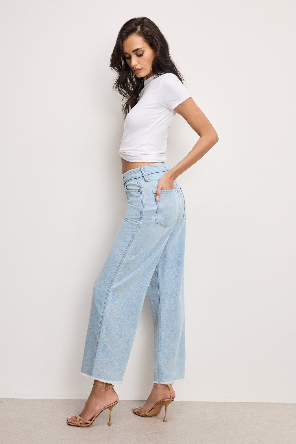 Premium WEIGHTLESS GOOD SKATE WIDE CROPPED JEANS INDIGO959
