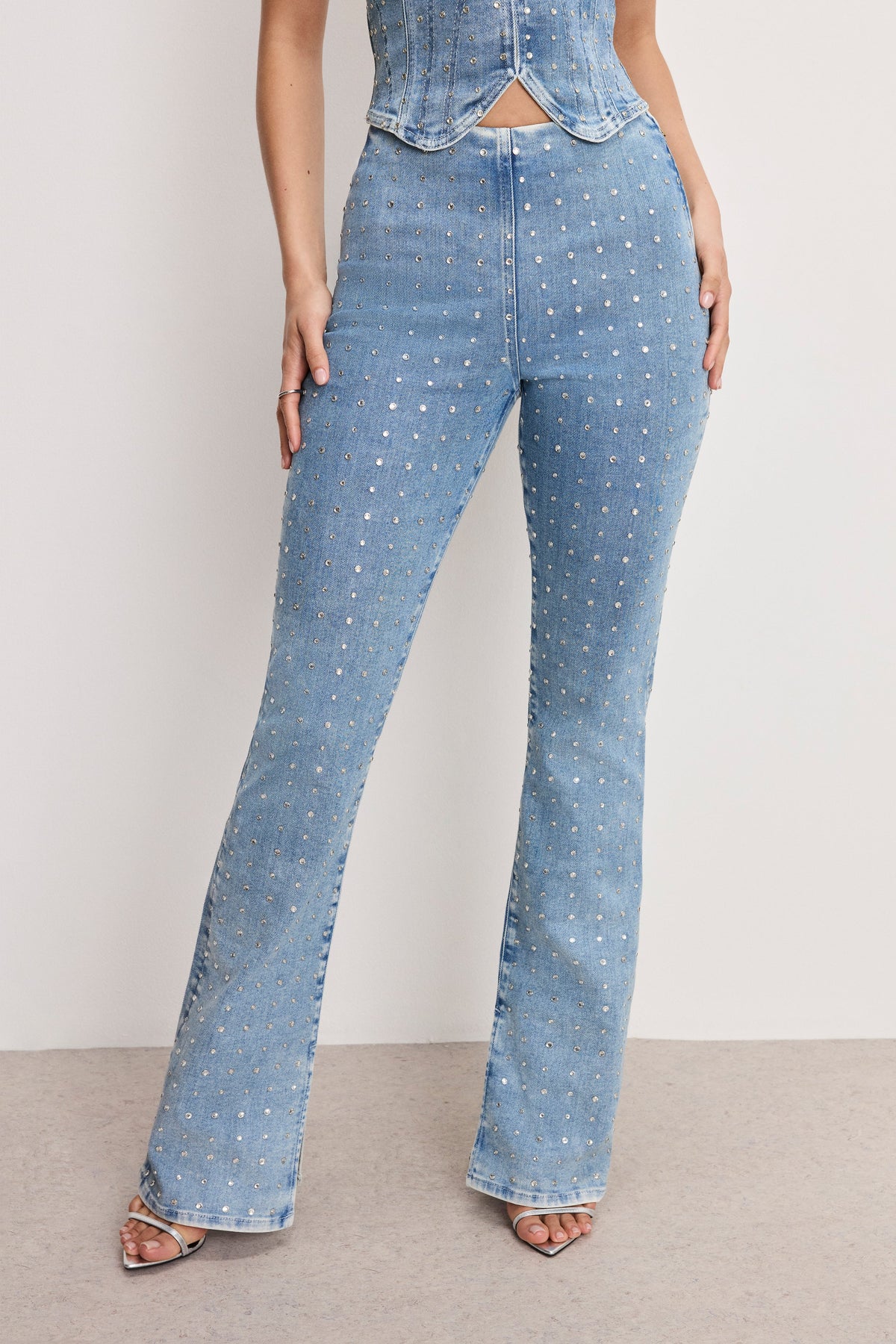 Premium DOLLY CRYSTAL DENIM PULL ON PANTS INDIGO1023