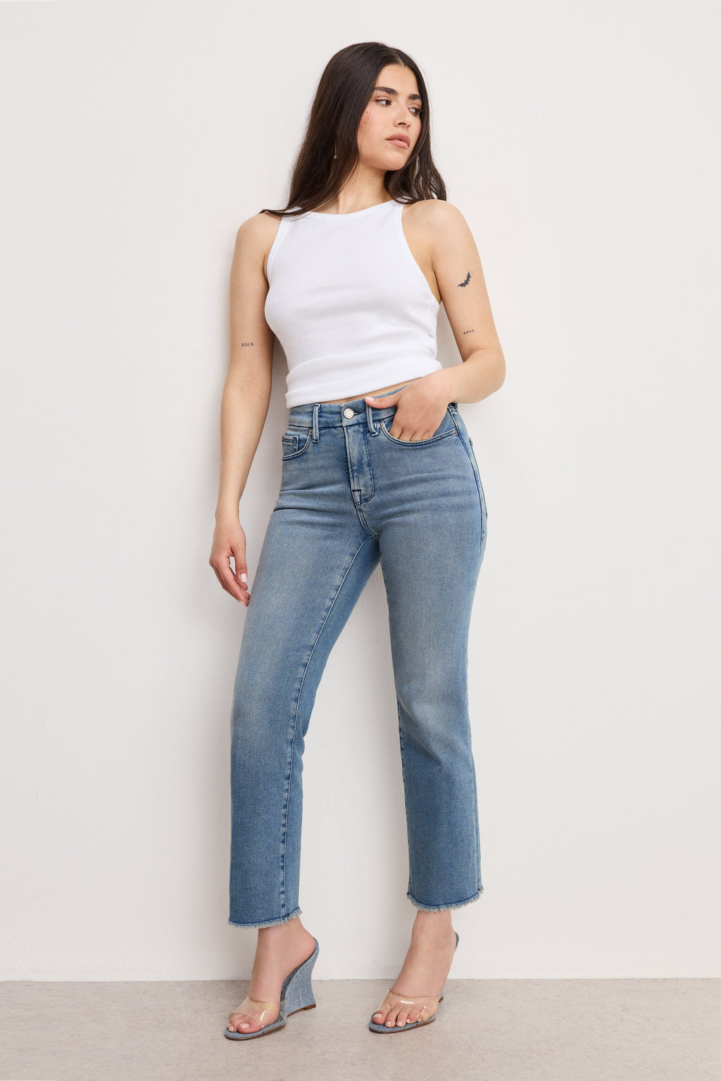 Premium GOOD PETITE STRAIGHT JEANS BLUE449