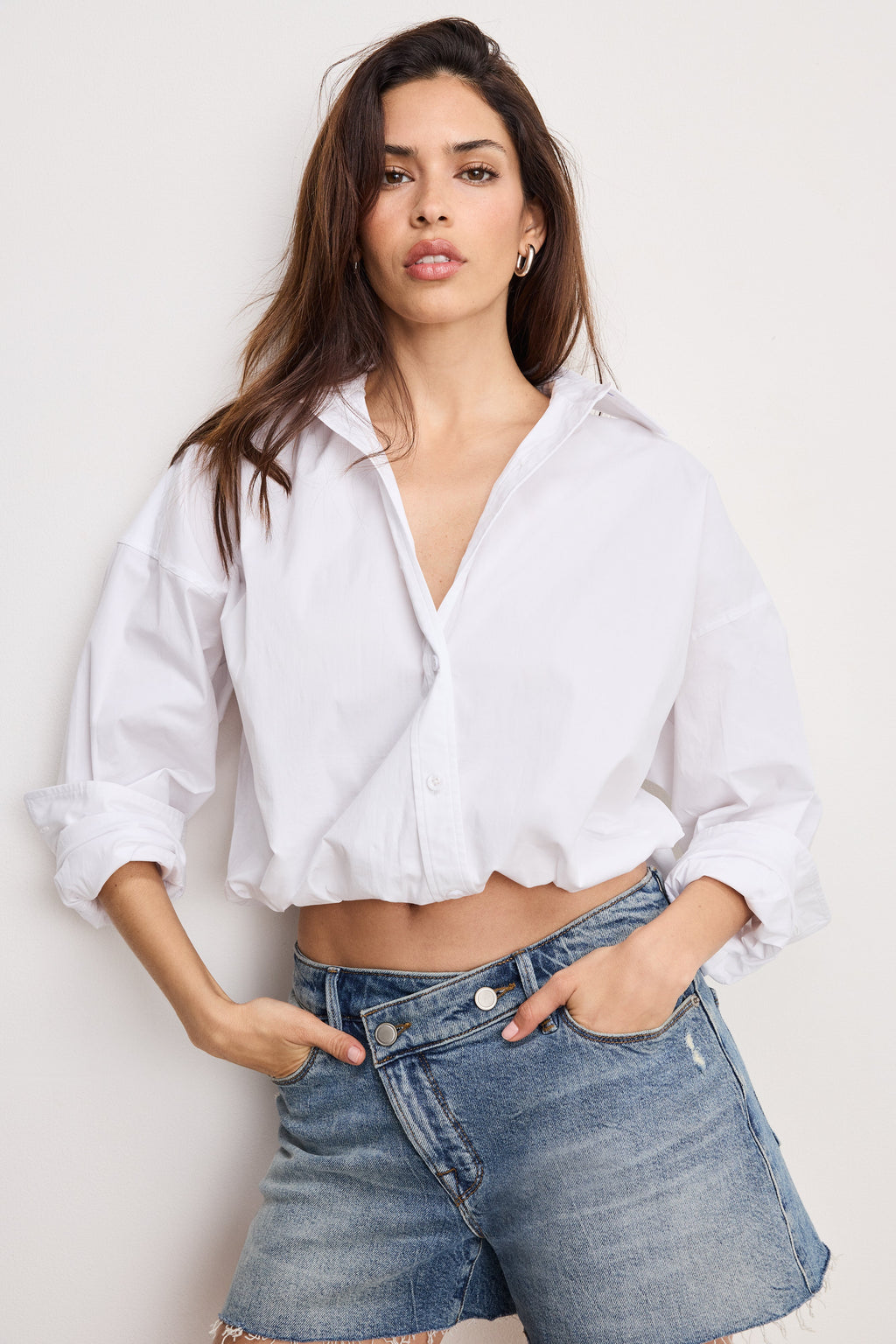 Premium POPLIN BUBBLE SHIRT WHITE001