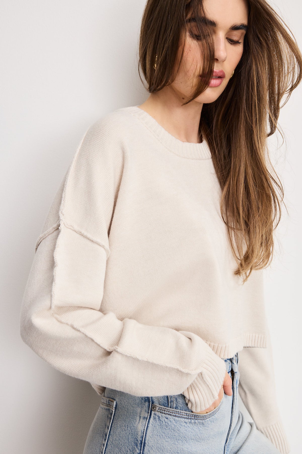 Premium COZY KNIT CREW NECK VANILLA001