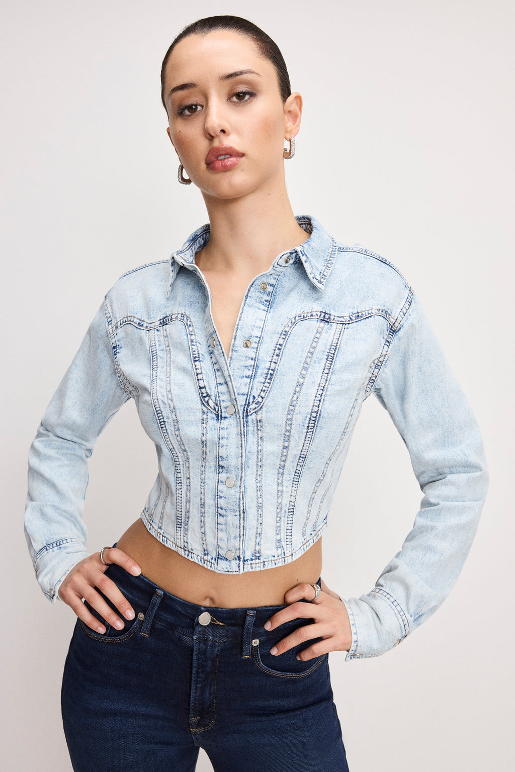 Premium DOLLY DENIM CORSET SHIRT INDIGO1021