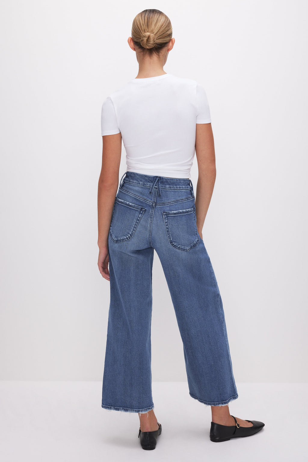 Premium GOOD WAIST CROPPED PALAZZO JEANS INDIGO338