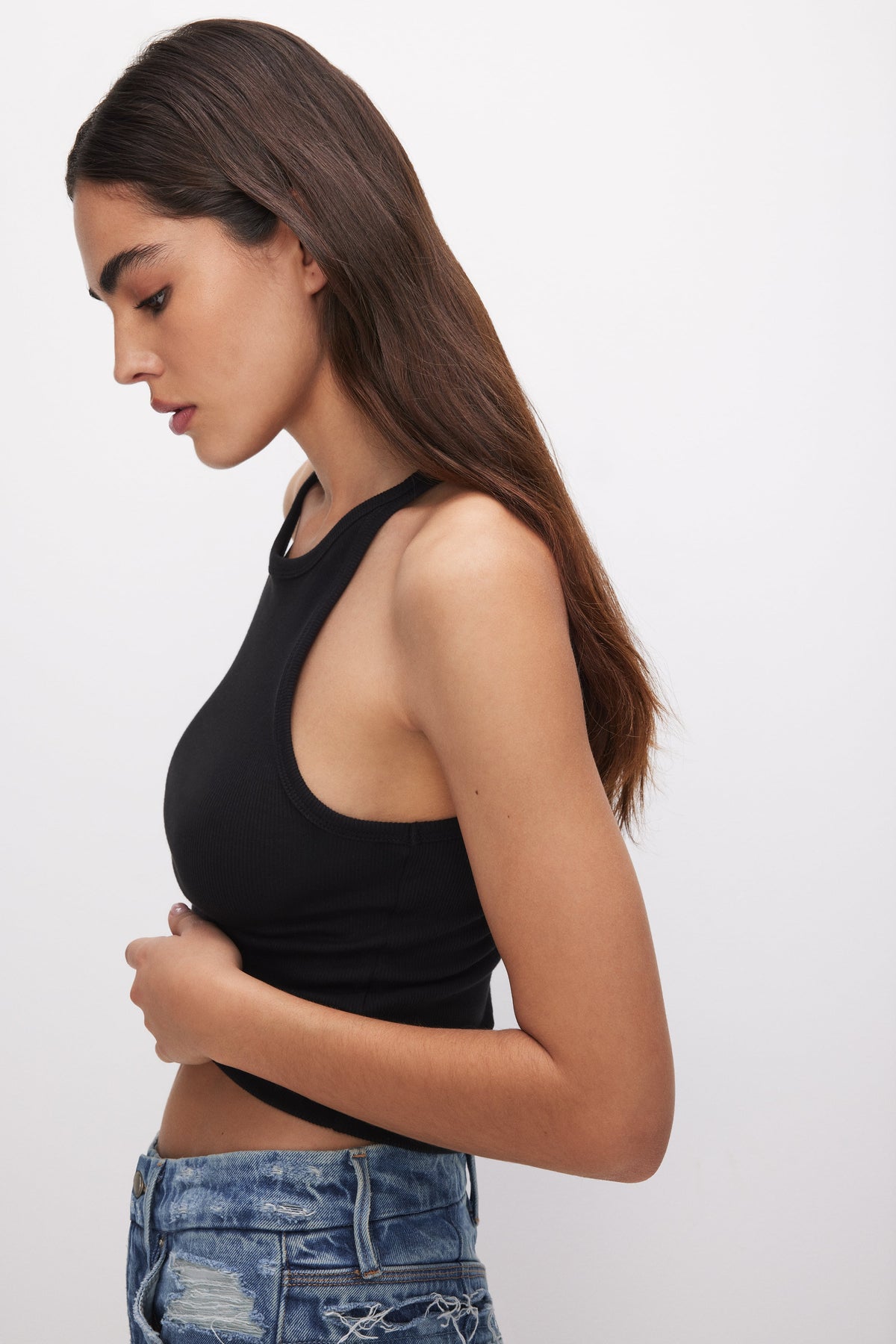 Premium MICRO RIB CREWNECK TANK BLACK001