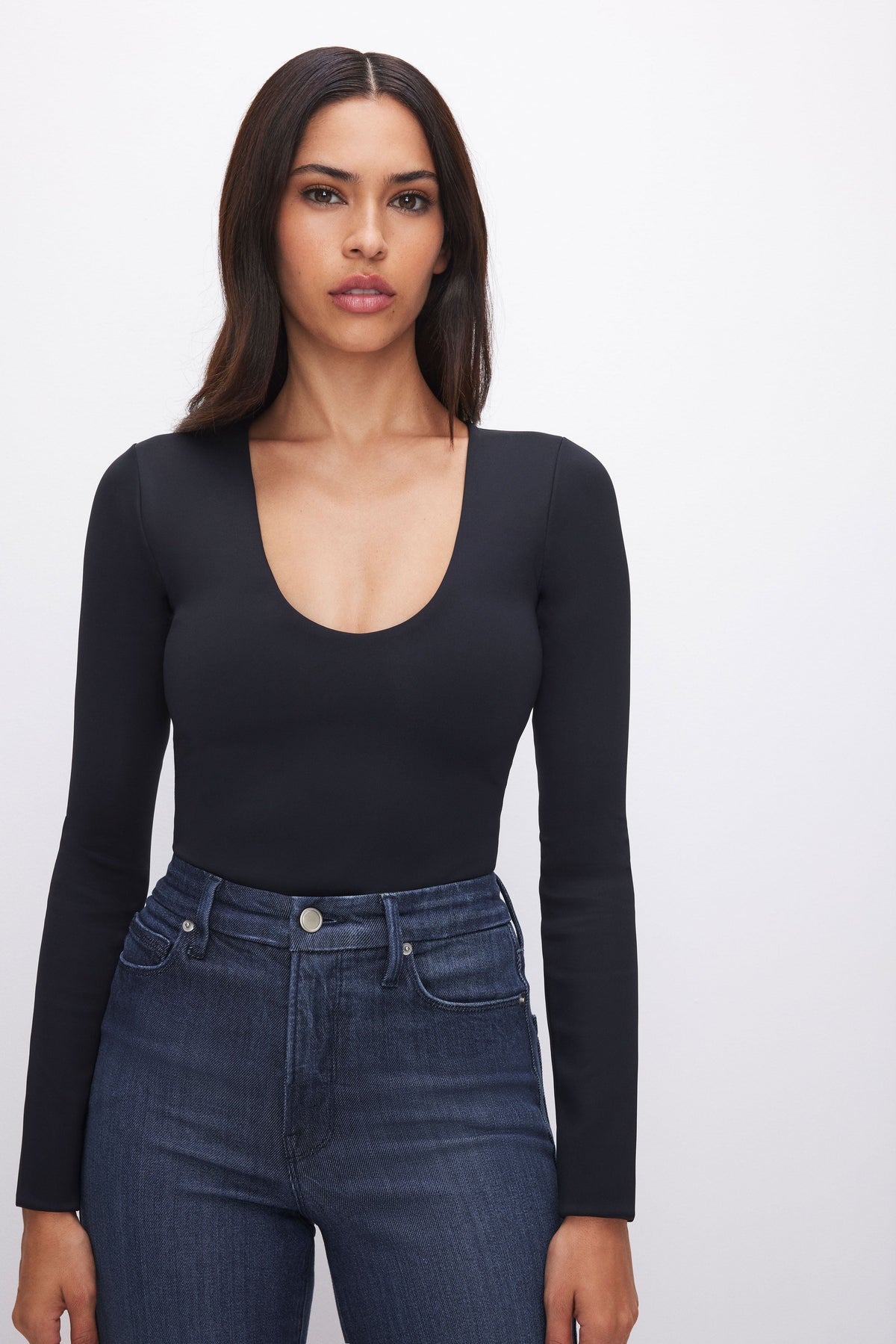 Premium SCULPTING SCOOP NECK BODYSUIT BLACK001