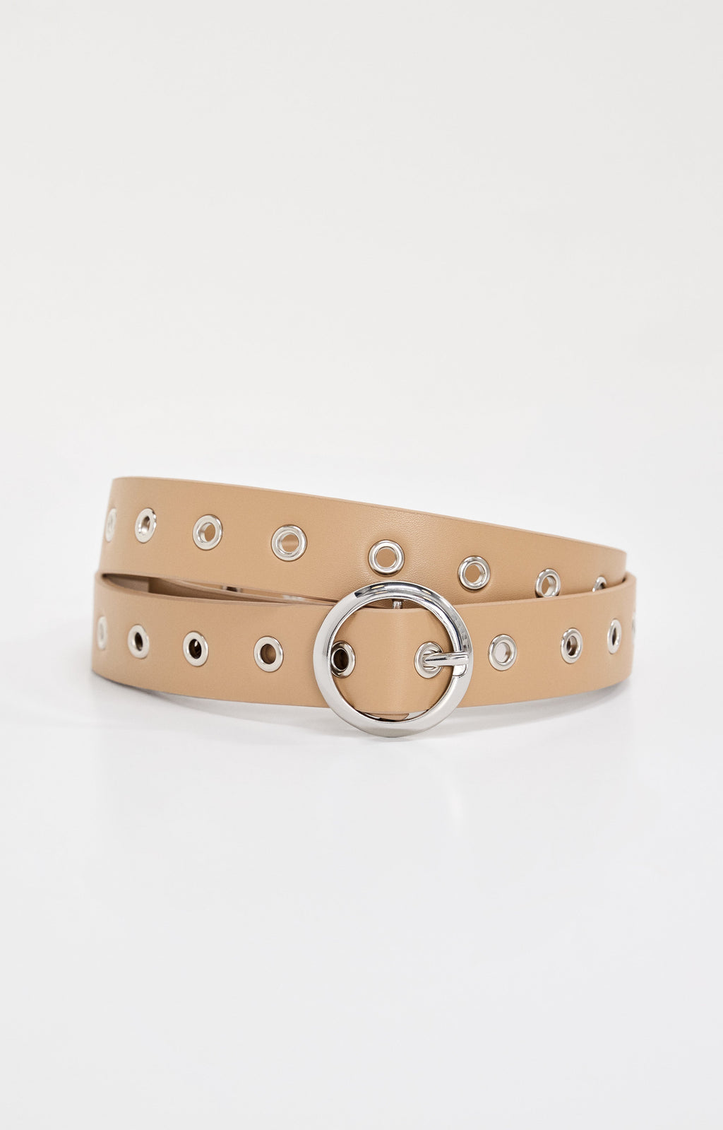 Premium SKINNY EYELET BELT TAN002