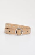 Premium SKINNY EYELET BELT TAN002