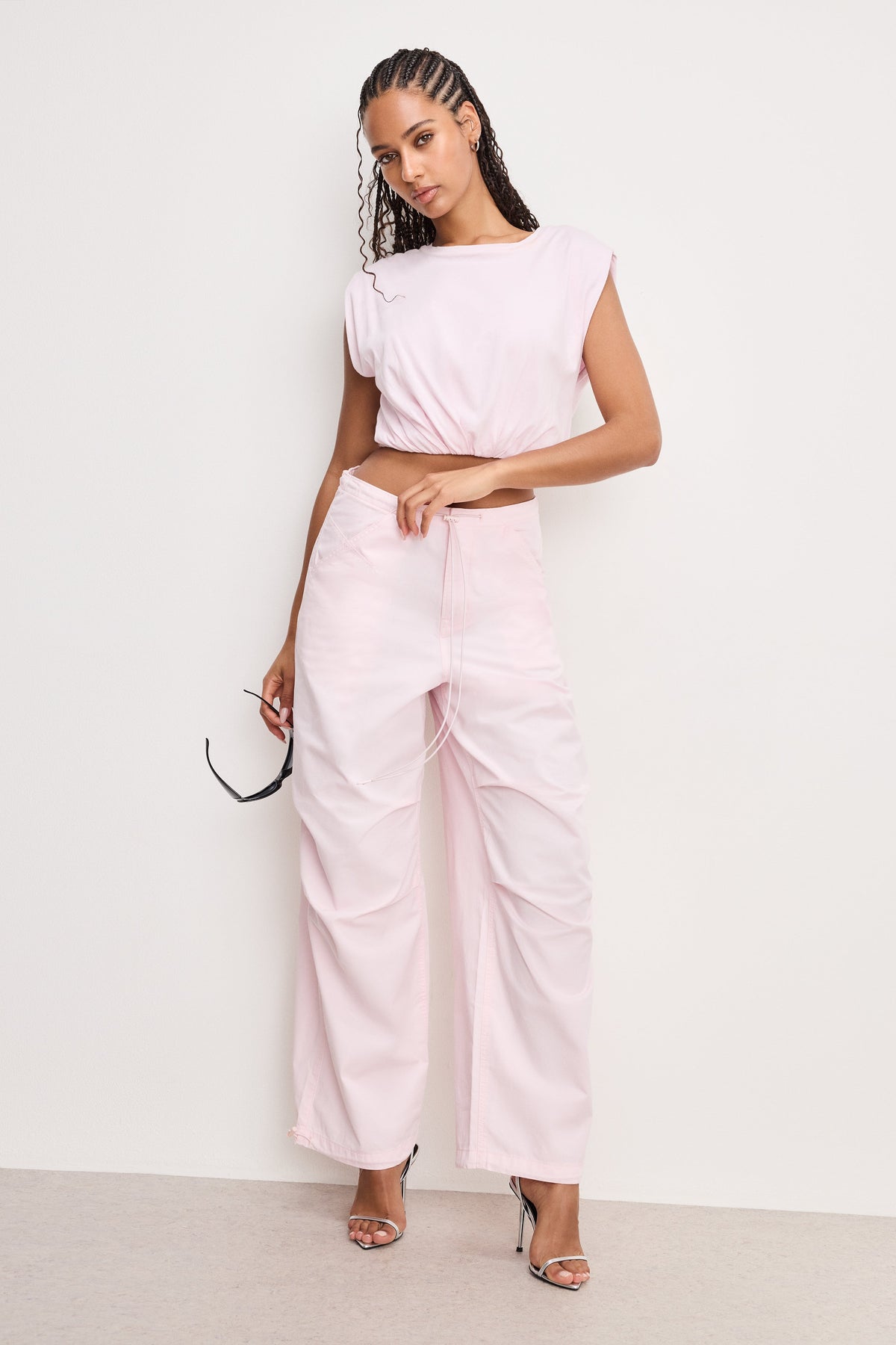 Premium TWILL PARACHUTE PANTS BUBBLEGUM005