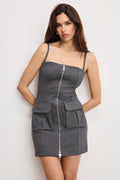 Premium SOFT STRETCH PONTE MINI DRESS SUITING PINSTRIPE001