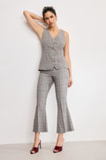Premium PLAID PULL ON KICK FLARE PANTS GLEN PLAID001