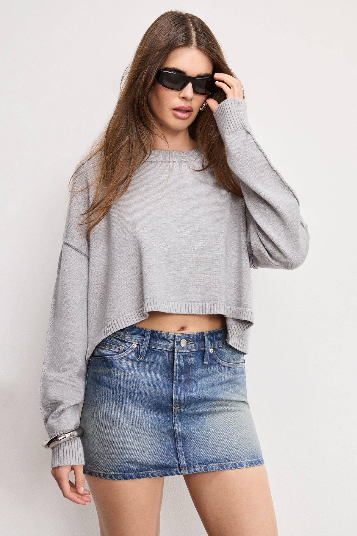 Premium COZY KNIT CREW NECK MELANGE GREY